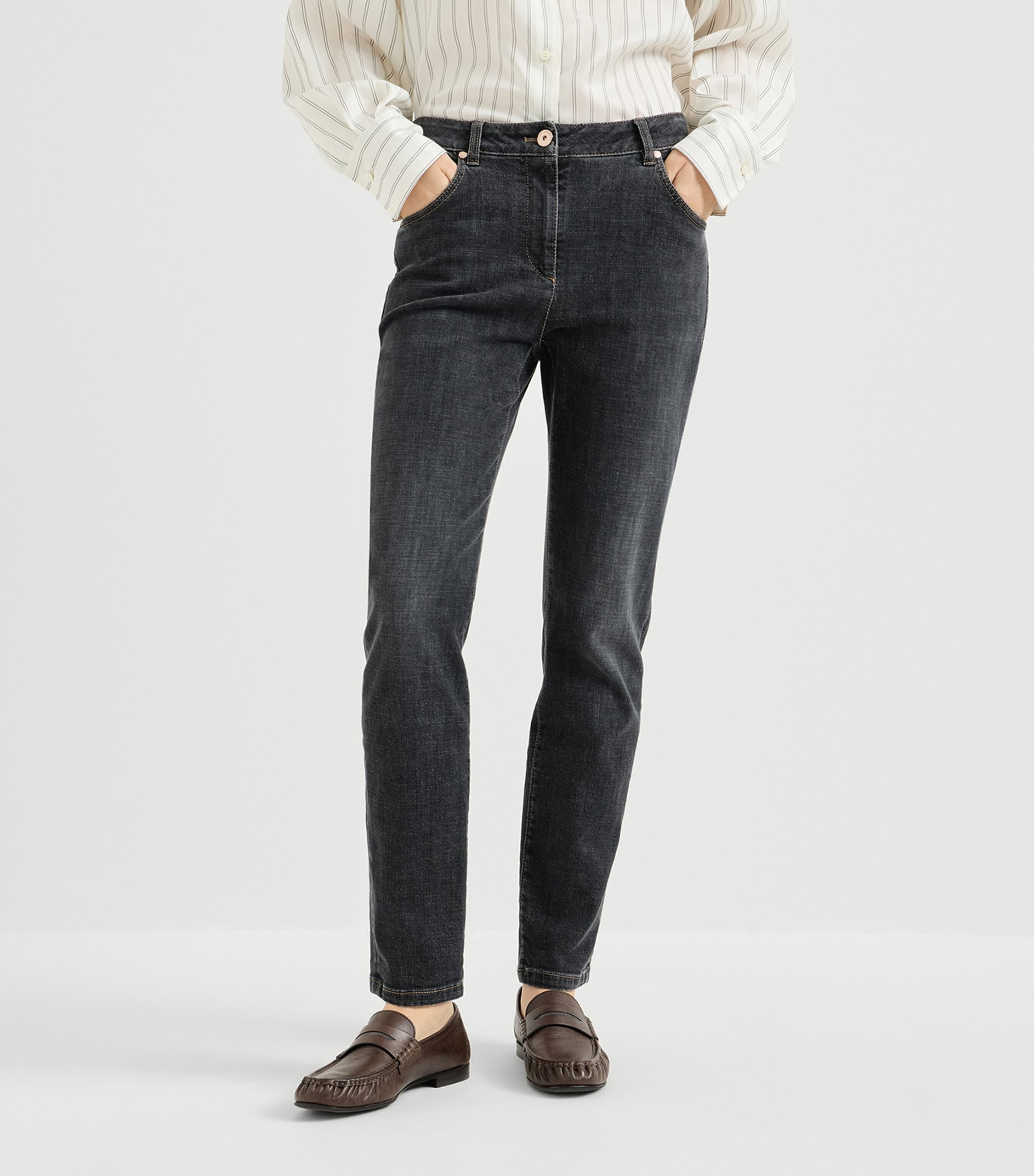 Brunello Cucinelli Womens Stretch-Denim Slim Jeans Image 4