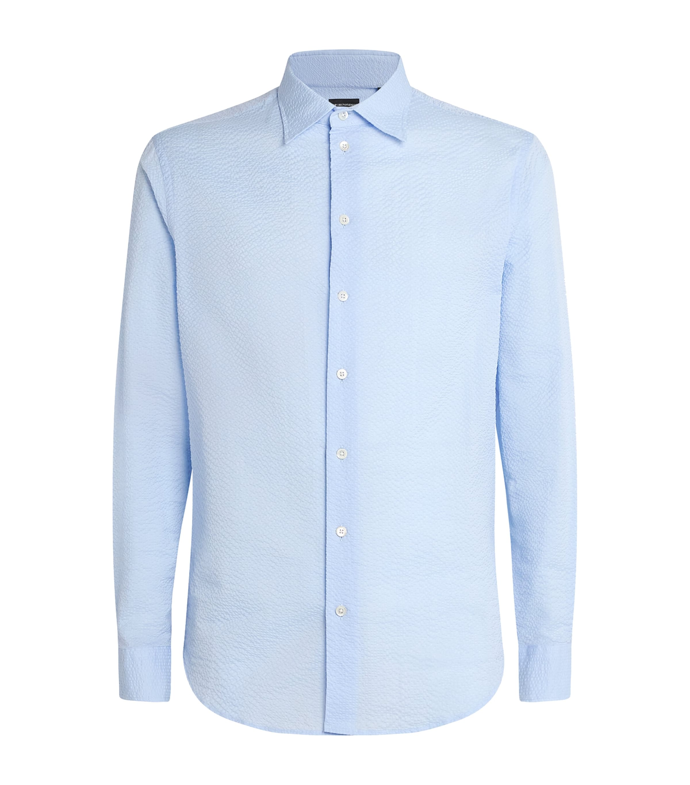 Emporio Armani Icon Shirt In Tropical Light Wool Canvas In White