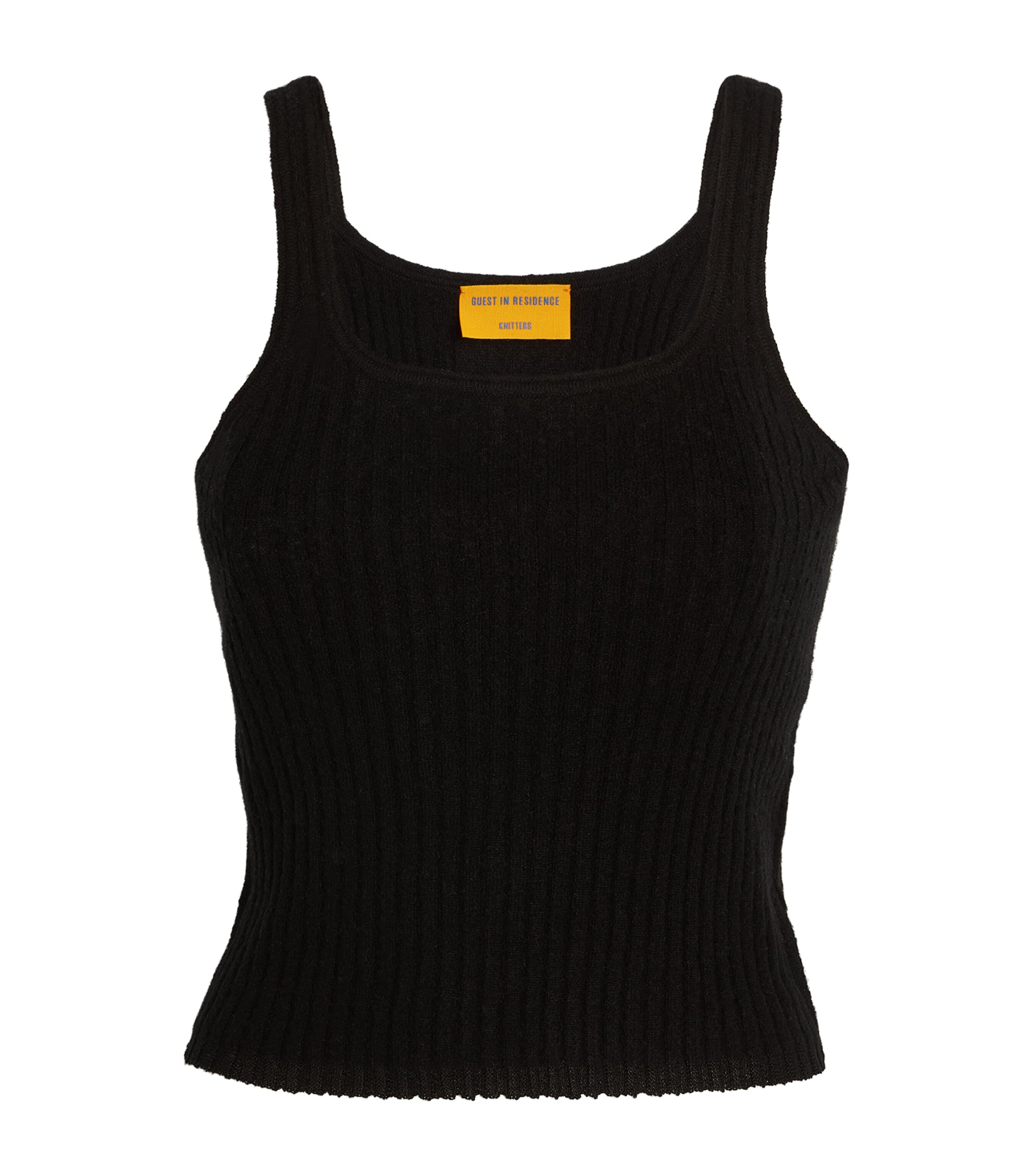 Guest In Residence Merino-cashmere-silk Cropped Tank Top In Black