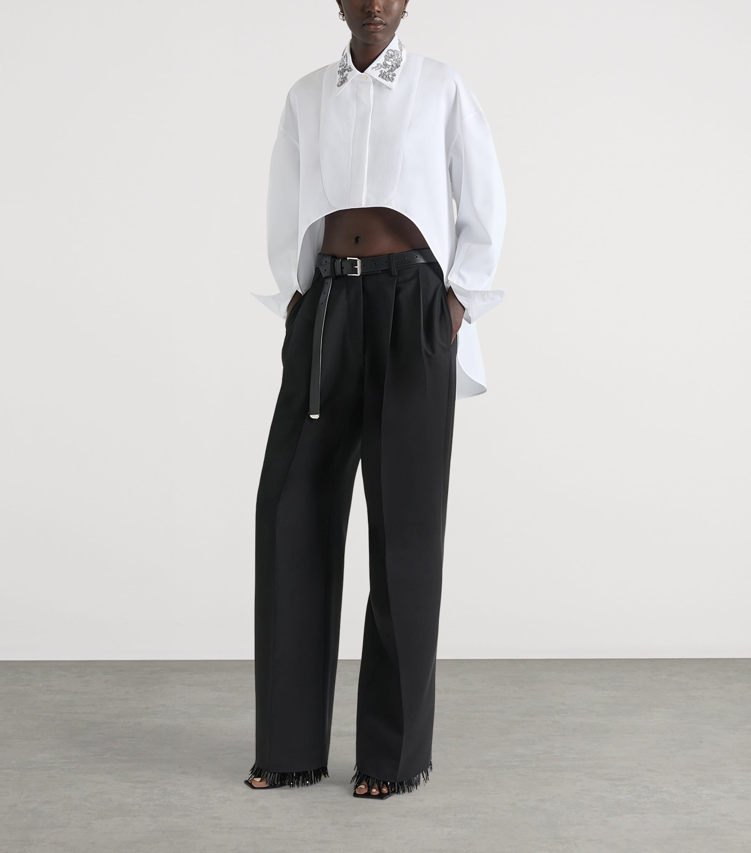 Givenchy Womens Asymmetric Sequinned Shirt White Image 2