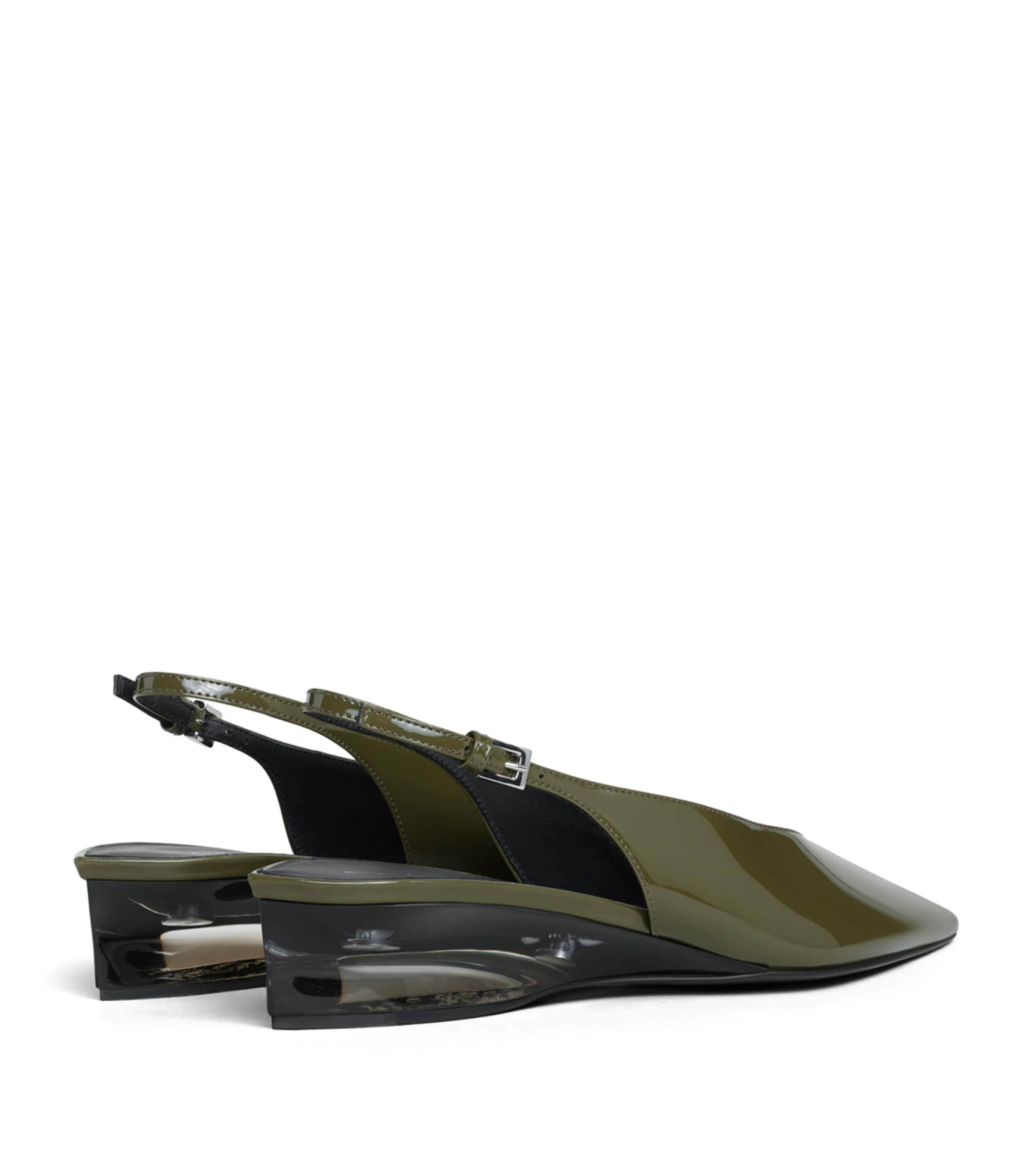 Alaïa Patent Leather Invisible Wedge Slingback Pumps 30 Kaki Image 4