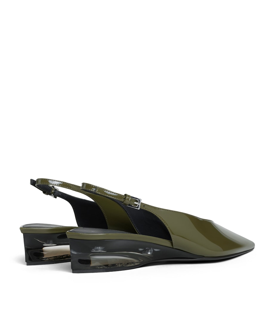 Alaïa Patent Leather Invisible Wedge Slingback Pumps 30 Kaki Image 4