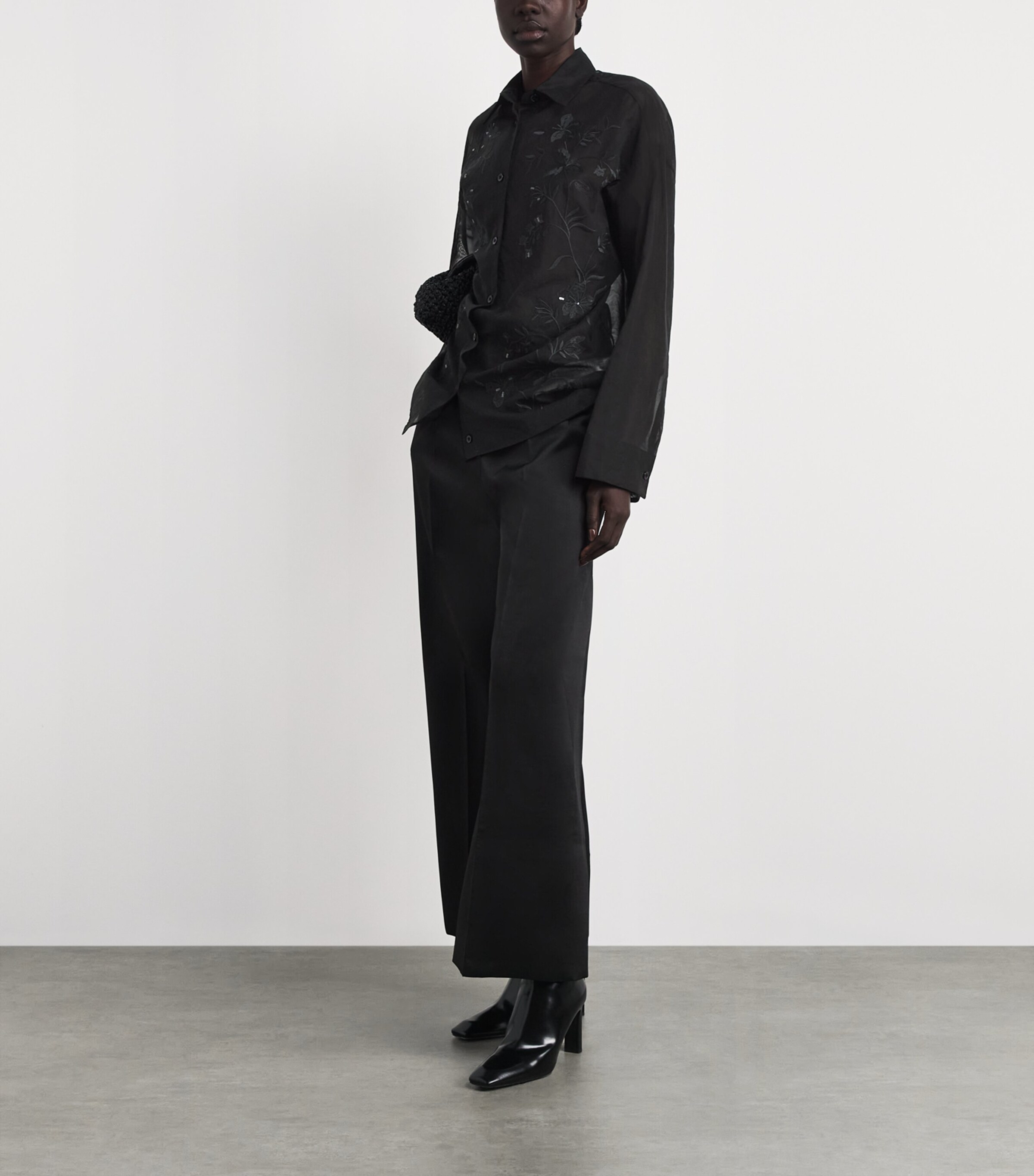 Eleventy Womens Cotton Embroidered Shirt Nero Image 2