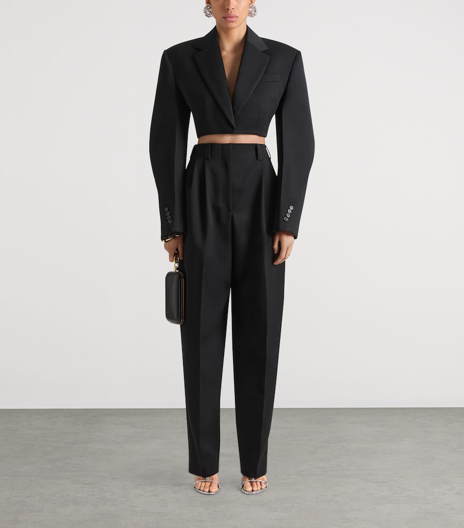 Wool Cropped Cocoon Jacket BLACK Image 2