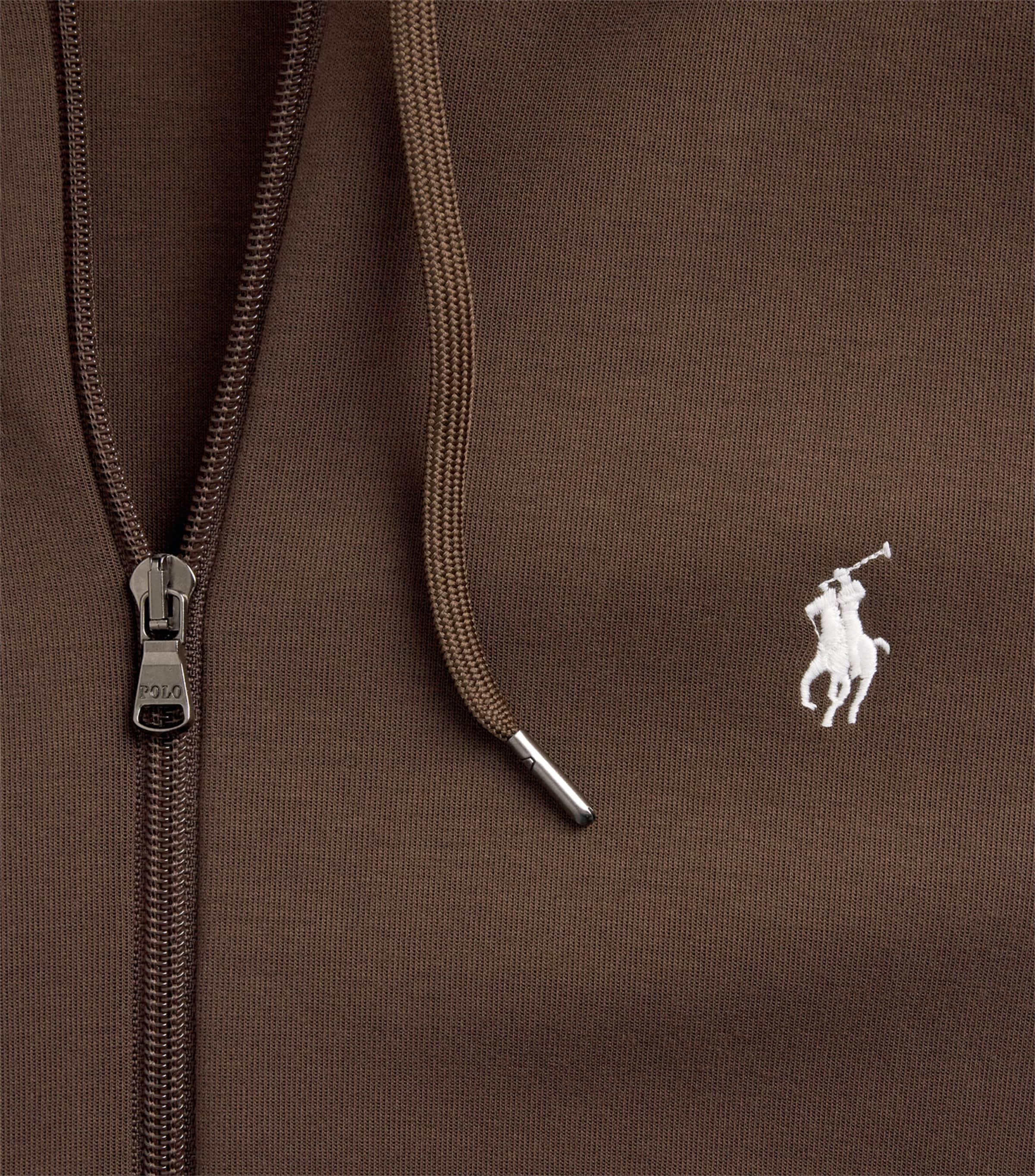 Polo Ralph Lauren Mens Cotton-Blend Logo Zip-Up Hoodie Nutmeg Image 6