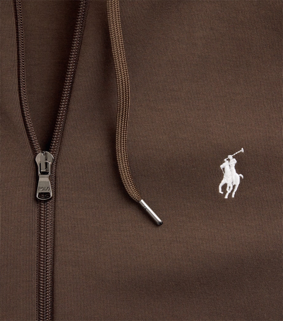 Polo Ralph Lauren Mens Cotton-Blend Logo Zip-Up Hoodie Nutmeg Image 6
