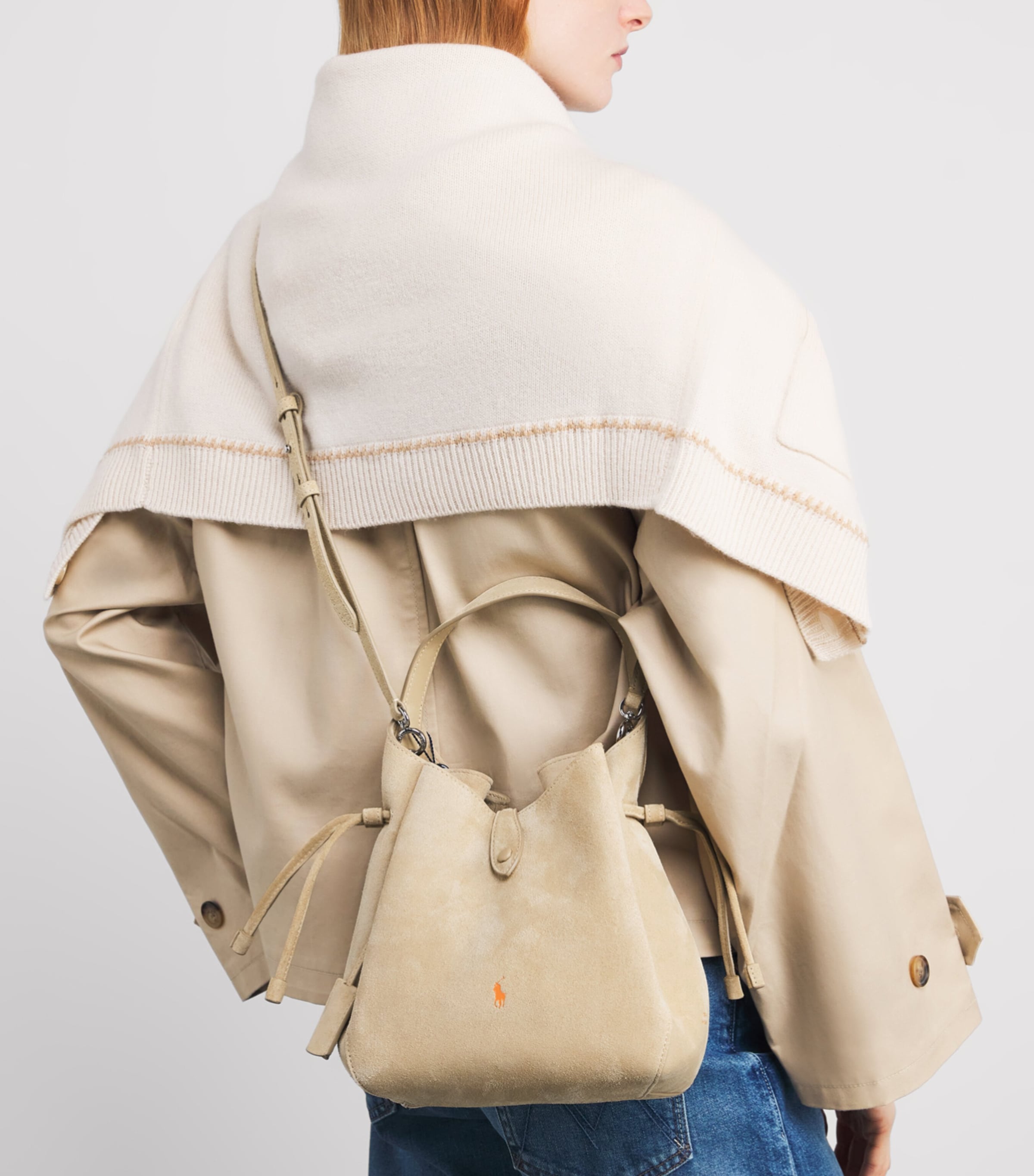 Small Suede Polo Play Cross-Body Bag CASHEW Image 5