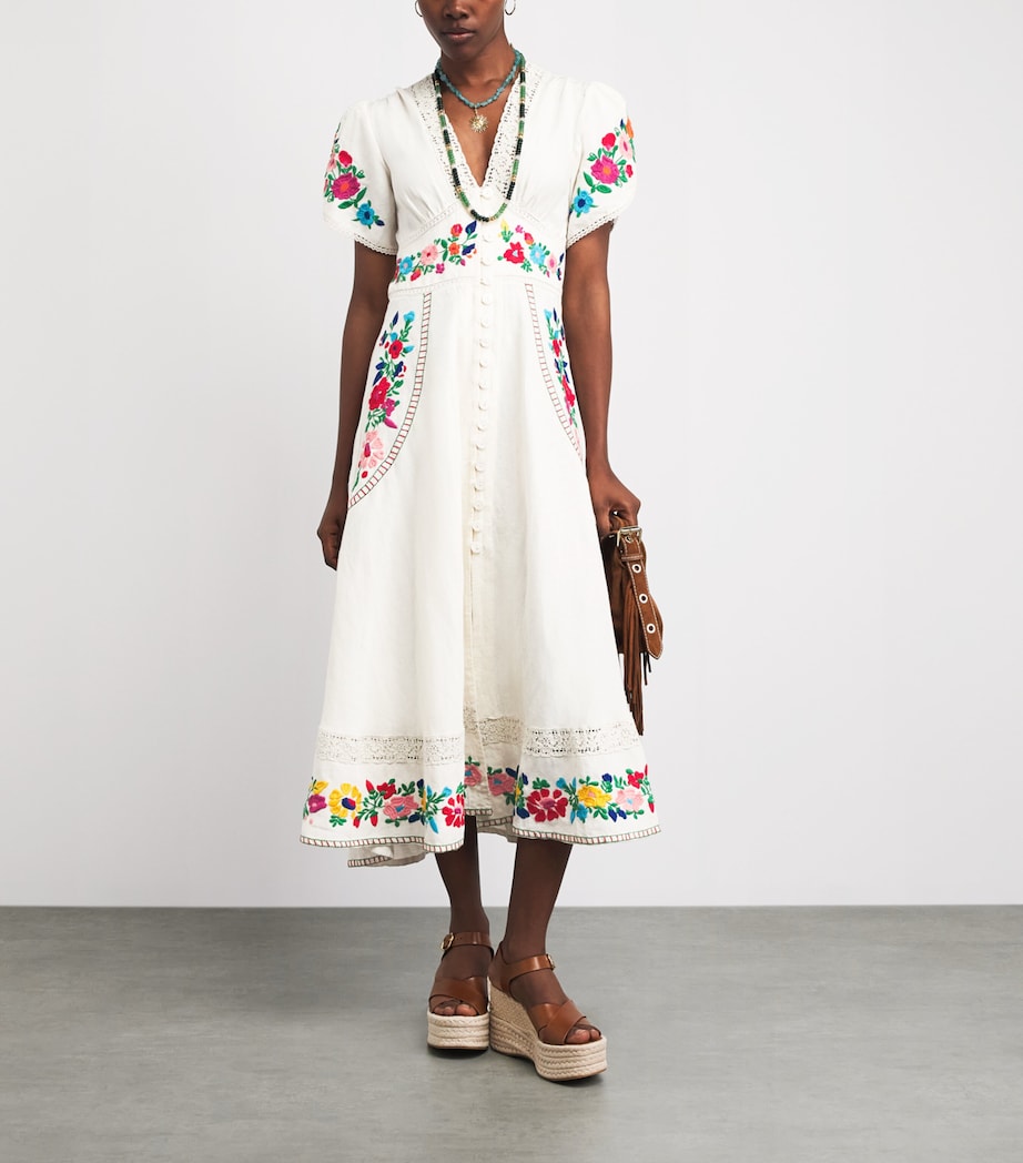 Rixo Ivory Linen-Blend Embroidered Novara Midi Dress | Harrods PH Rixo Ivory Linen-Blend Embroidered Novara Midi Dress | Harrods PH