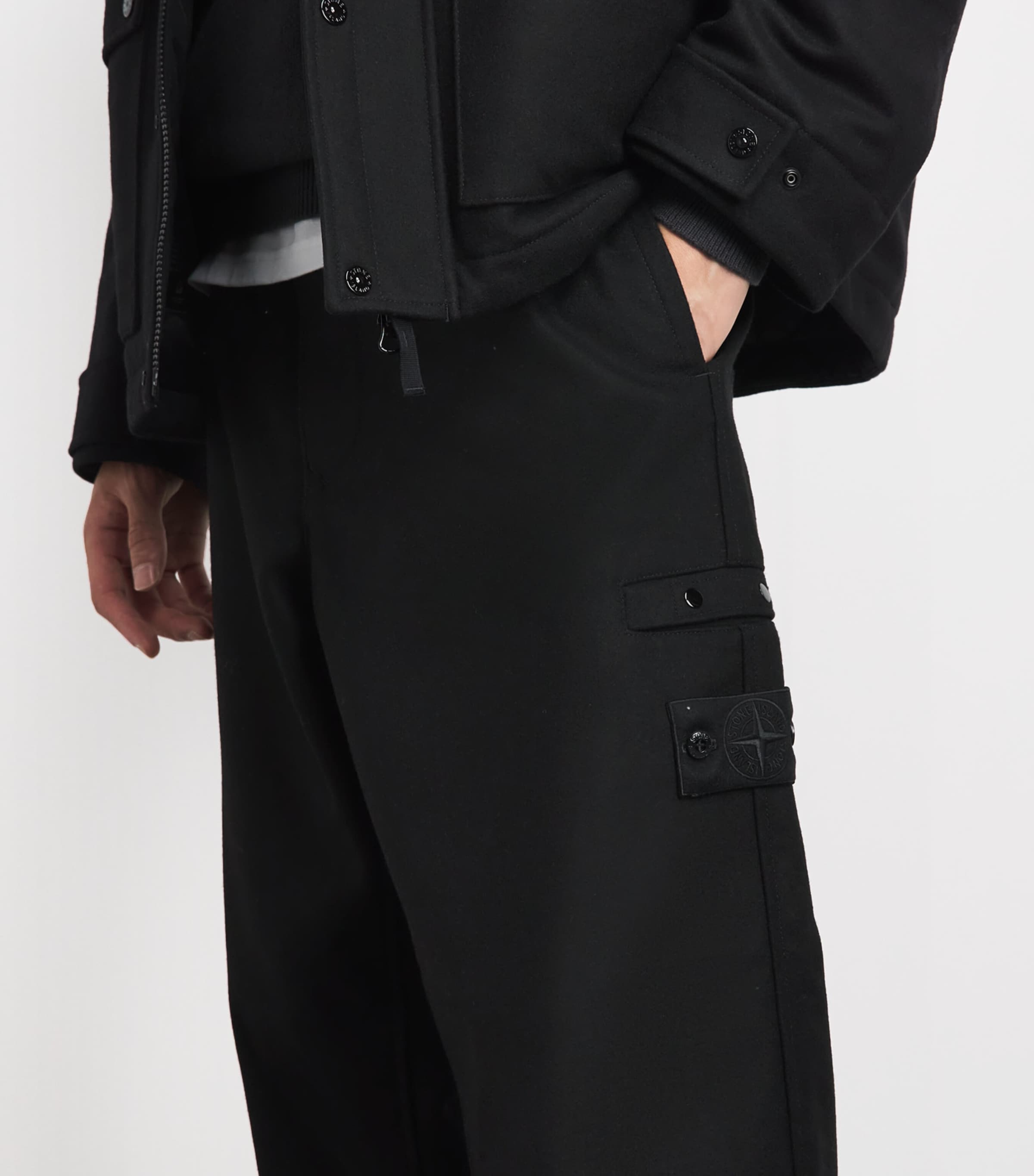 Stone Island Mens GHOST PIECE Wool-Blend Cuffed Trousers Image 3