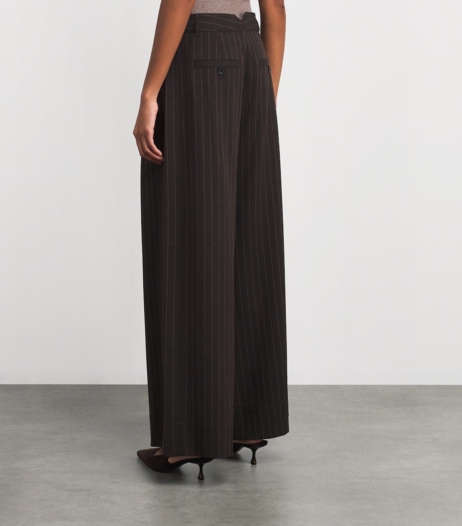 Pinstripe Wide-Leg Trousers CHOCOLATE / CARAMEL Image 4