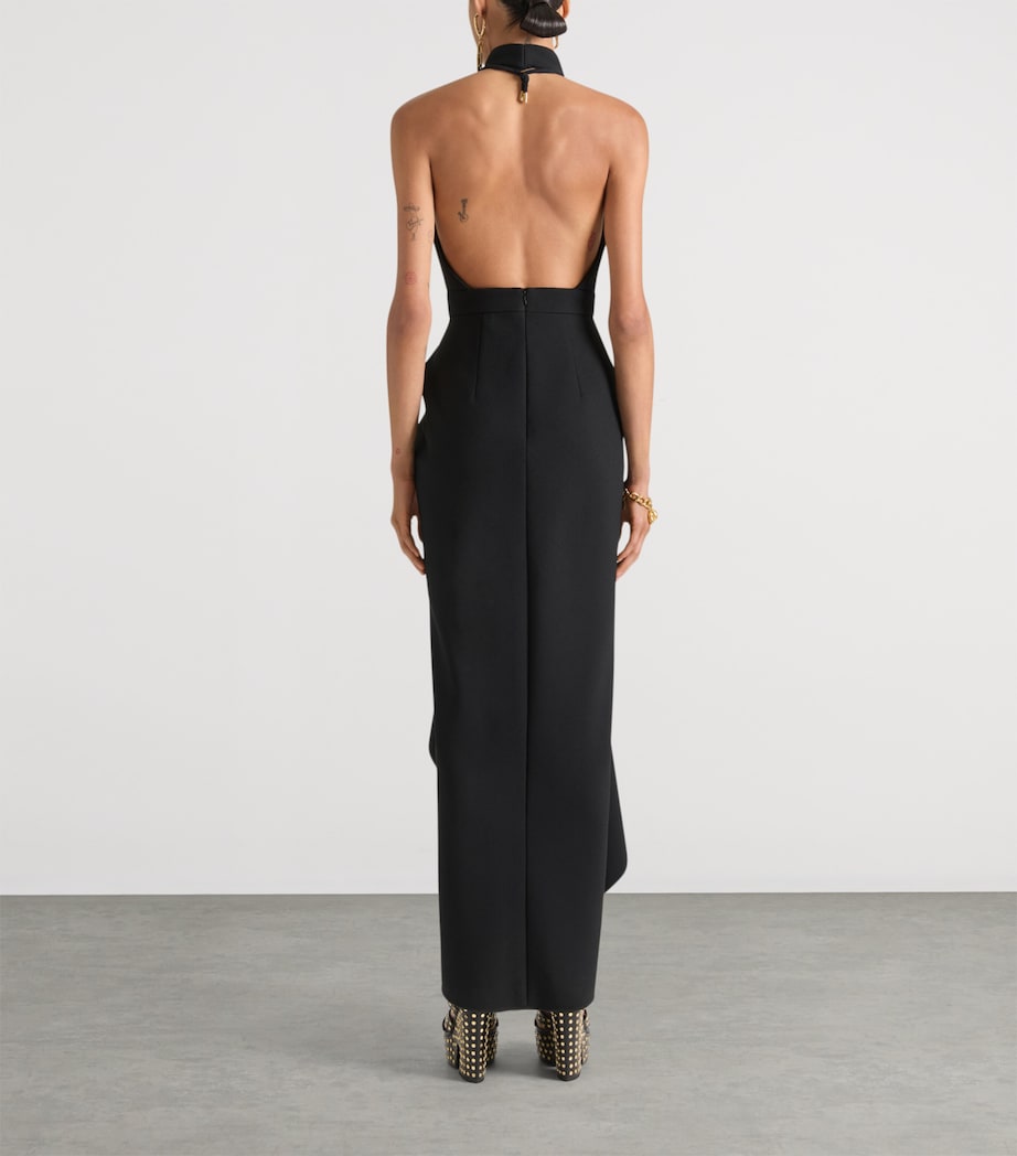 Wool-Blend Draped Maxi Dress BLACK Image 3