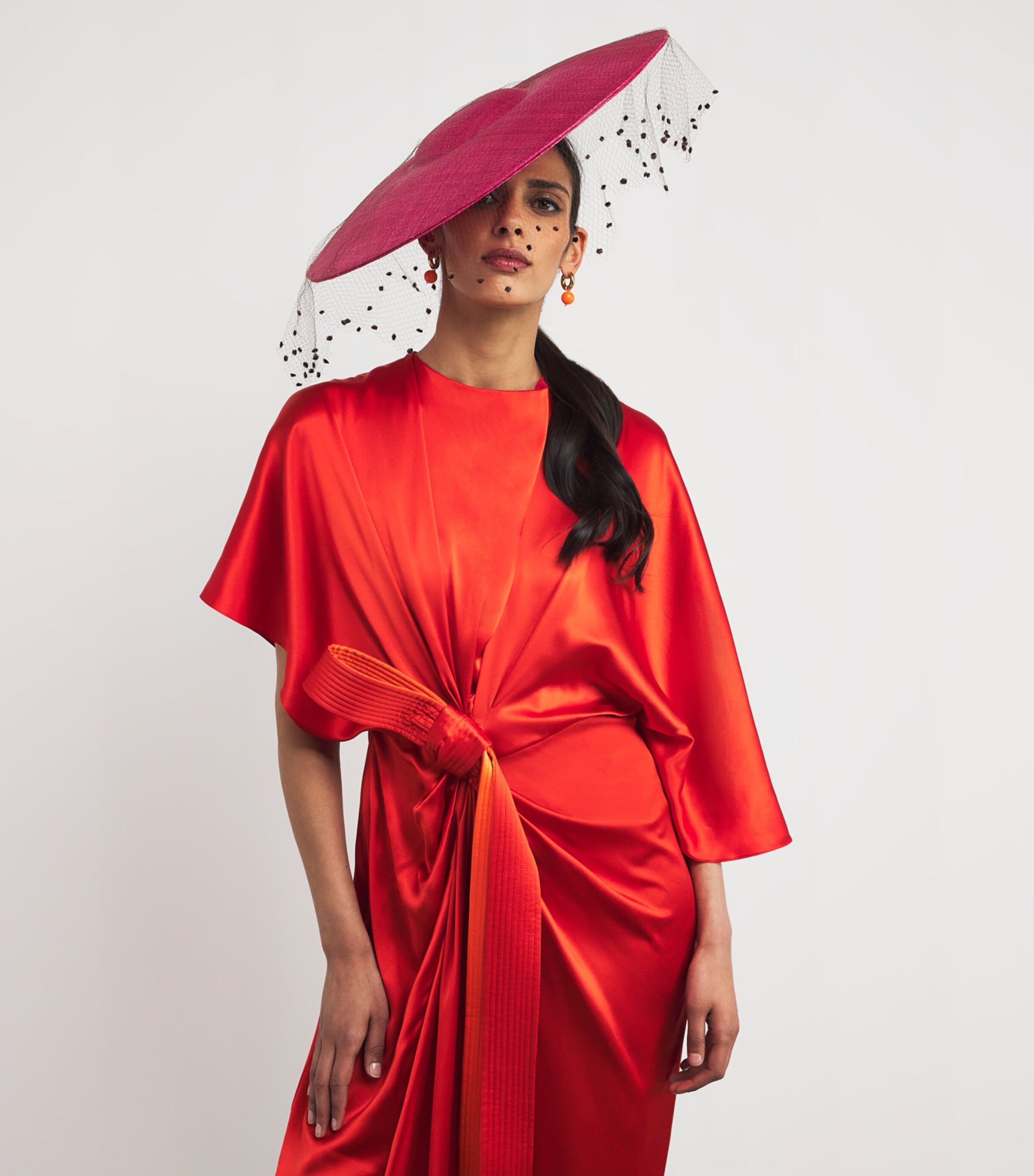 Veiled Hat Fascinator FUSCHIA Image 3