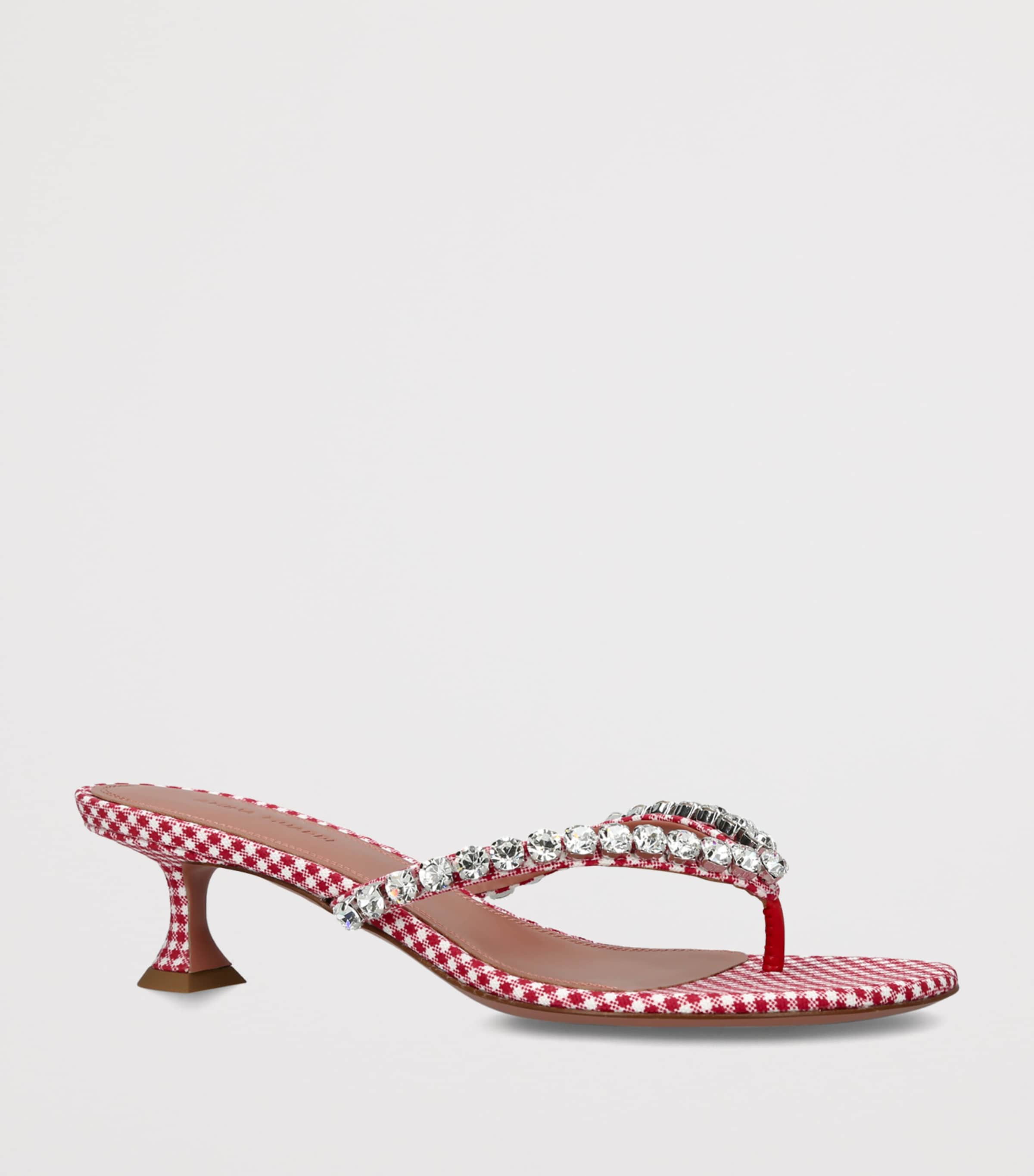 Amina Muaddi Embellished Gigi Thong Sandals 45 White/red Image 3