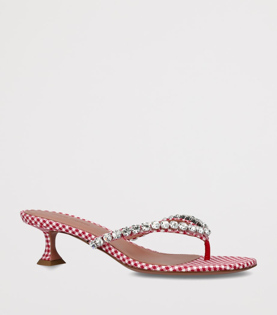Amina Muaddi Embellished Gigi Thong Sandals 45 White/red Image 3