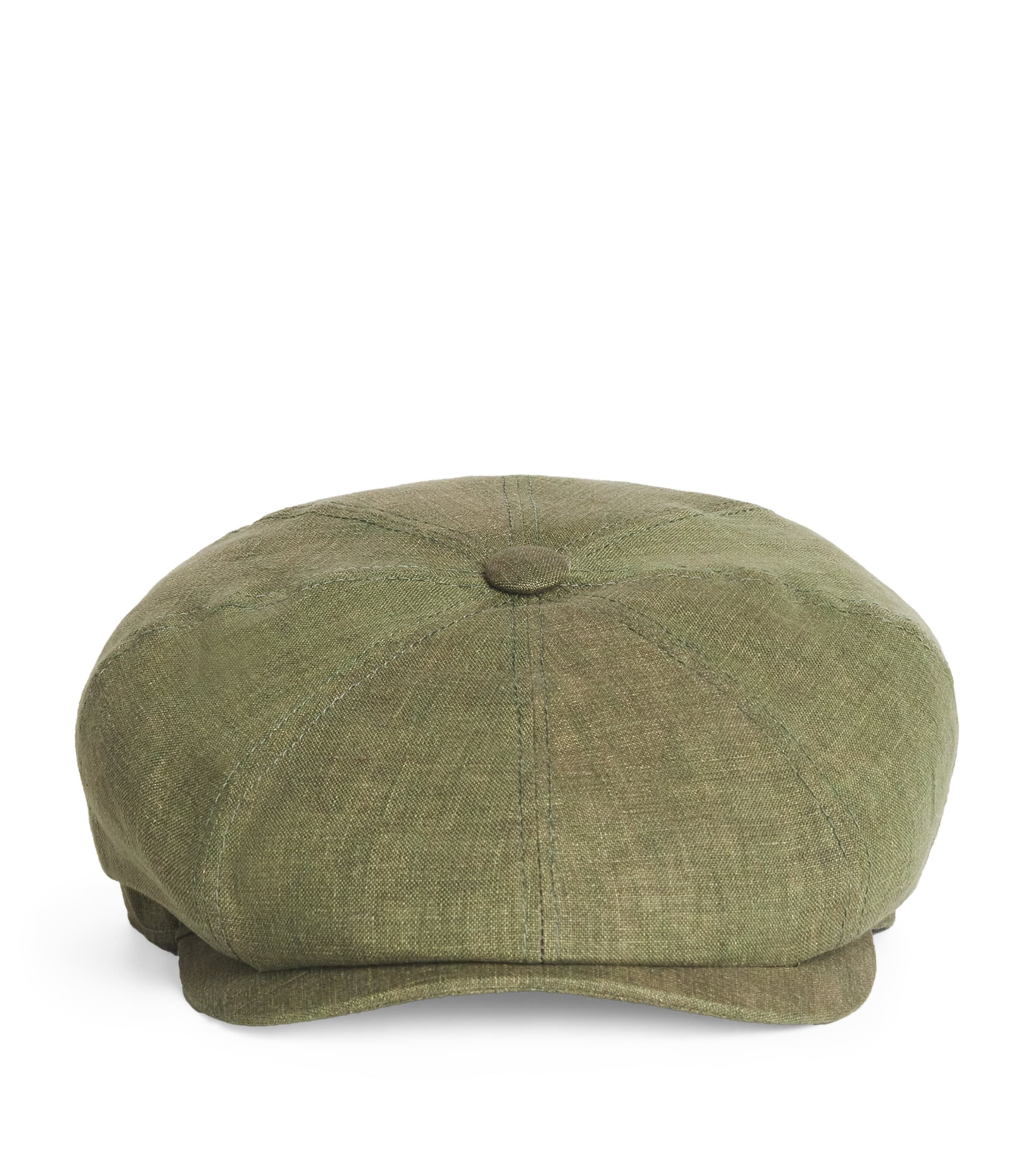 Stetson Linen Newsboy Flat Cap In Green
