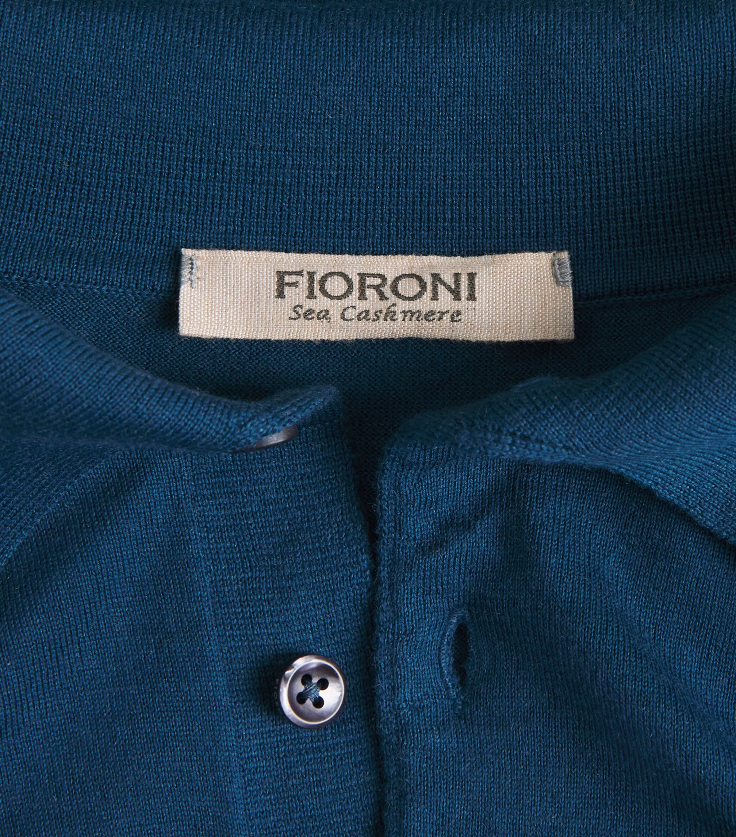 Fioroni Cashmere Mens Cotton-Cashmere Polo Shirt Marino Image 6