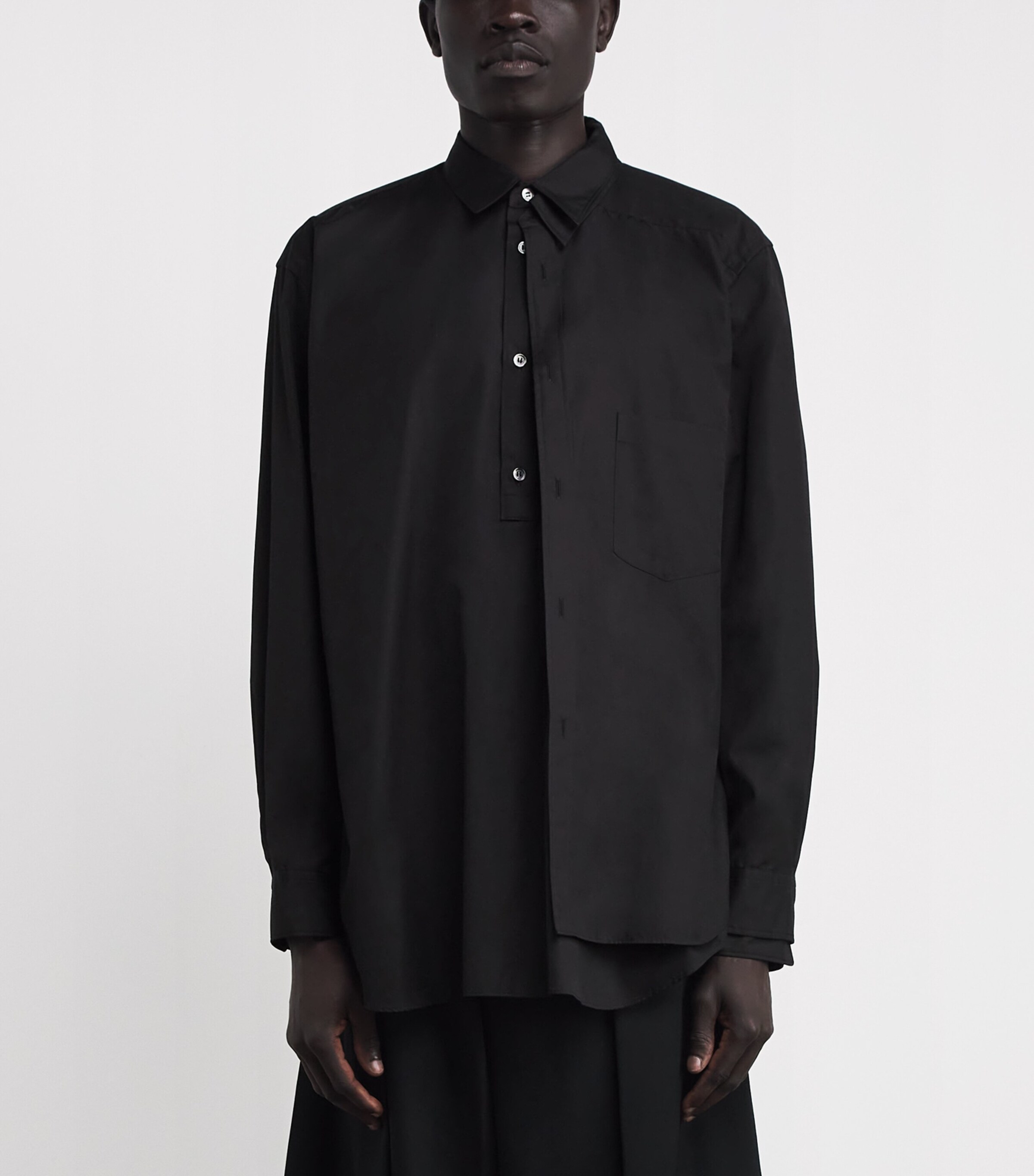 Comme Des Garçons Homme Plus Mens Cotton Panel-Overlay Shirt Black Image 3