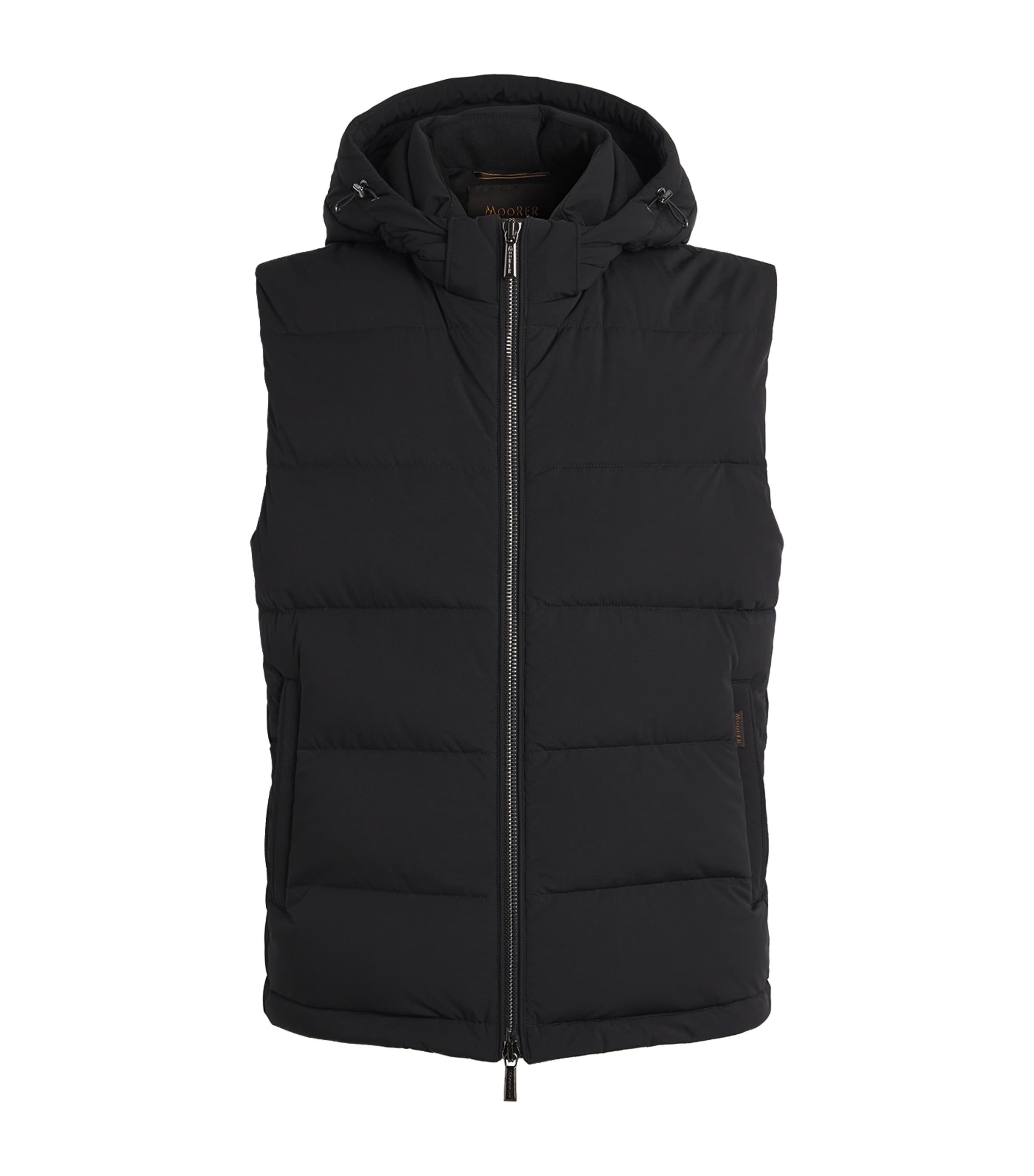 Moorer Mens Quilted Hooded Gilet Nero Image 1