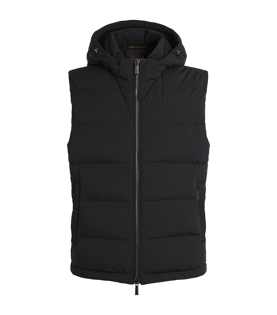 Moorer Mens Quilted Hooded Gilet Nero Image 1