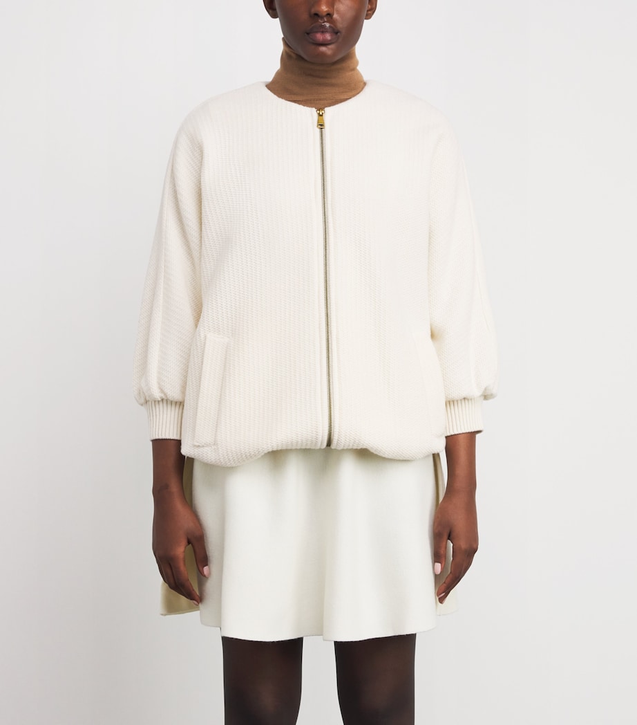 Wool-Cashmere Knitted Jacket WHITE Image 3