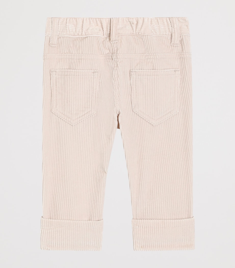 Cotton Corduroy Floral Embroidered Trousers (3-36 Months) M0121-BEIGE Image 3