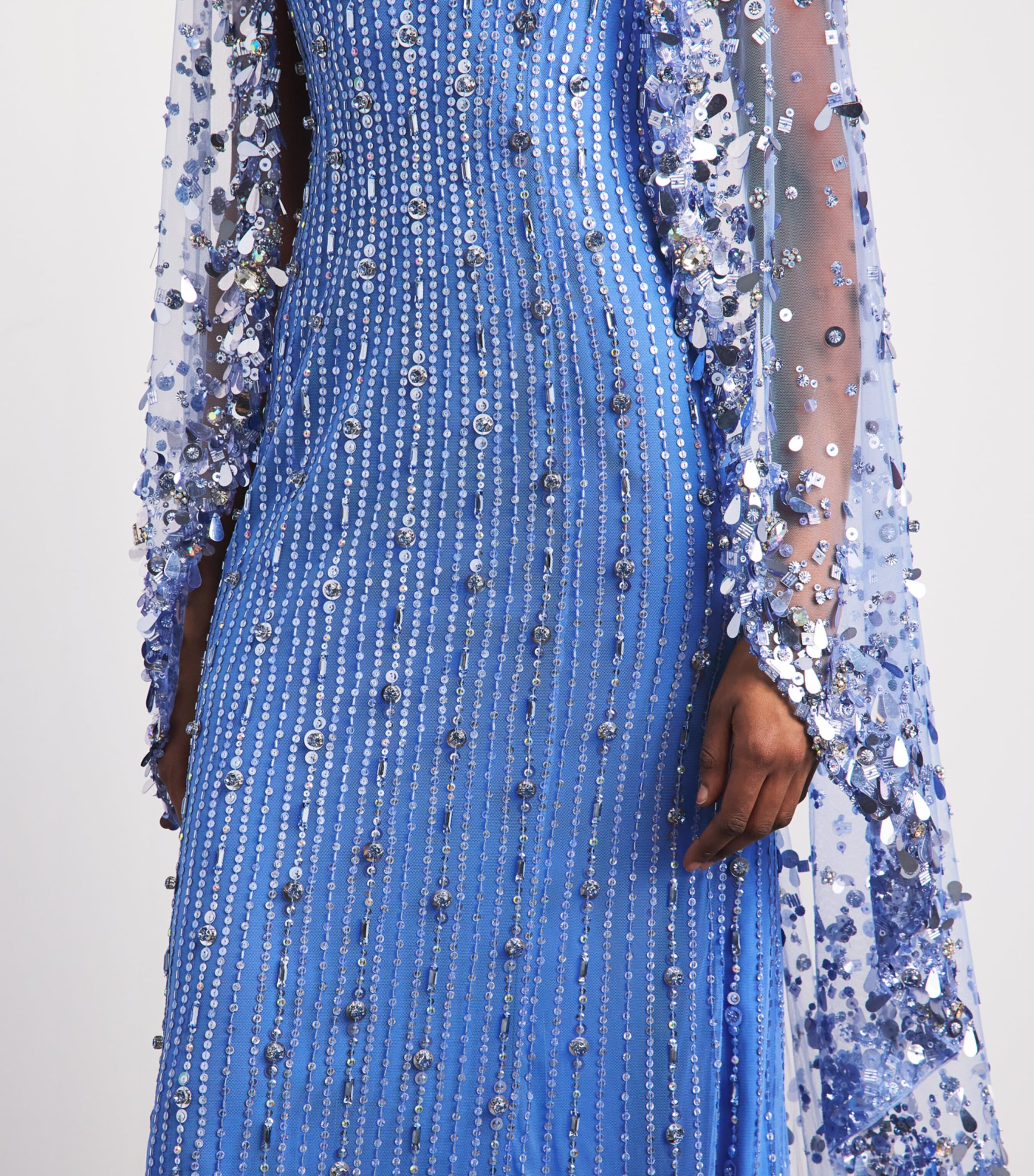 Jenny Packham Womens Embellished Blaize Cape Gown Cornflower Image 3