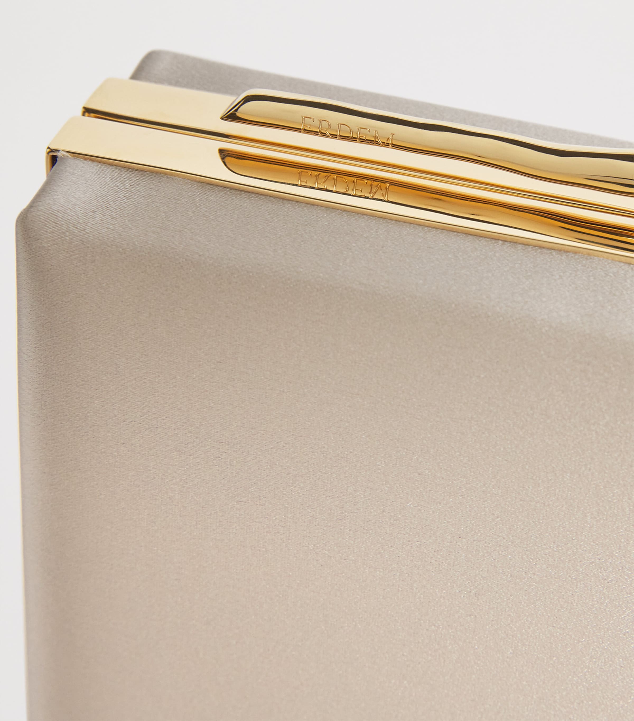 Erdem Satin Bloom Clutch Bag Champagne Image 7