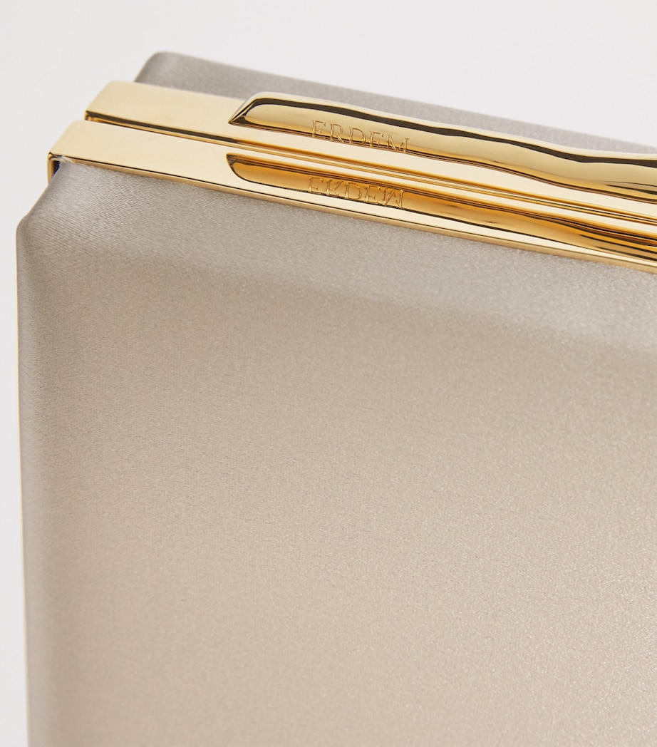 Erdem Satin Bloom Clutch Bag Champagne Image 7