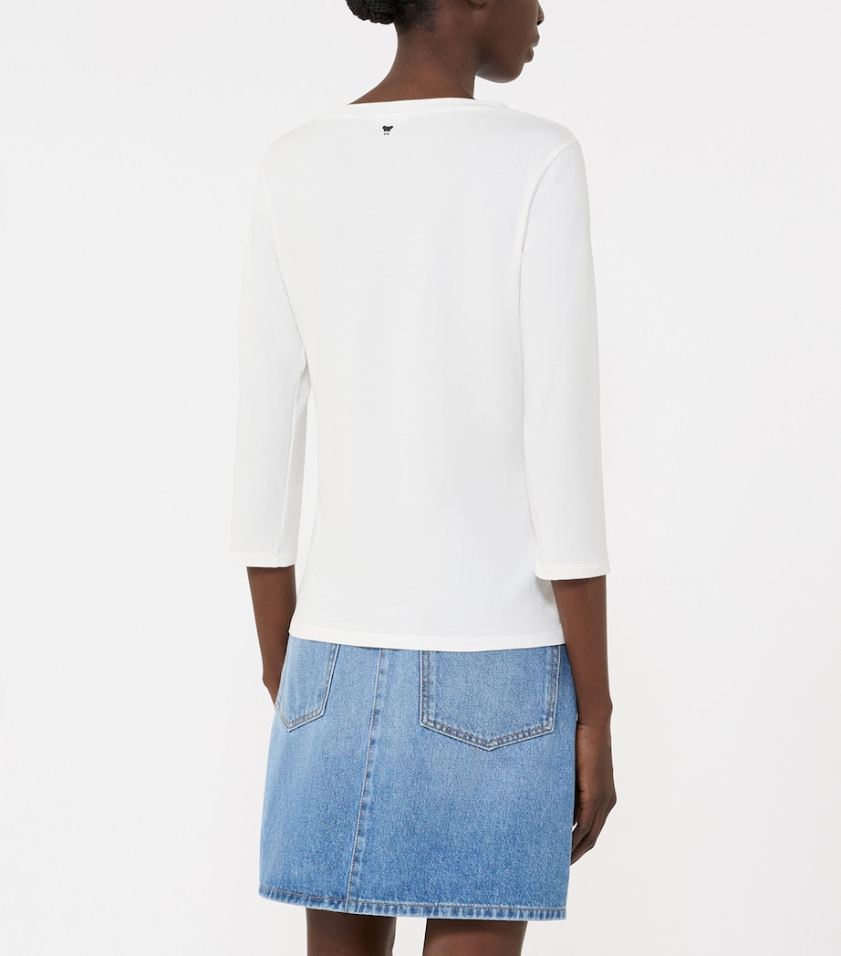 Weekend Max Mara Womens Stretch-Cotton Long-Sleeve T-Shirt White Image 3