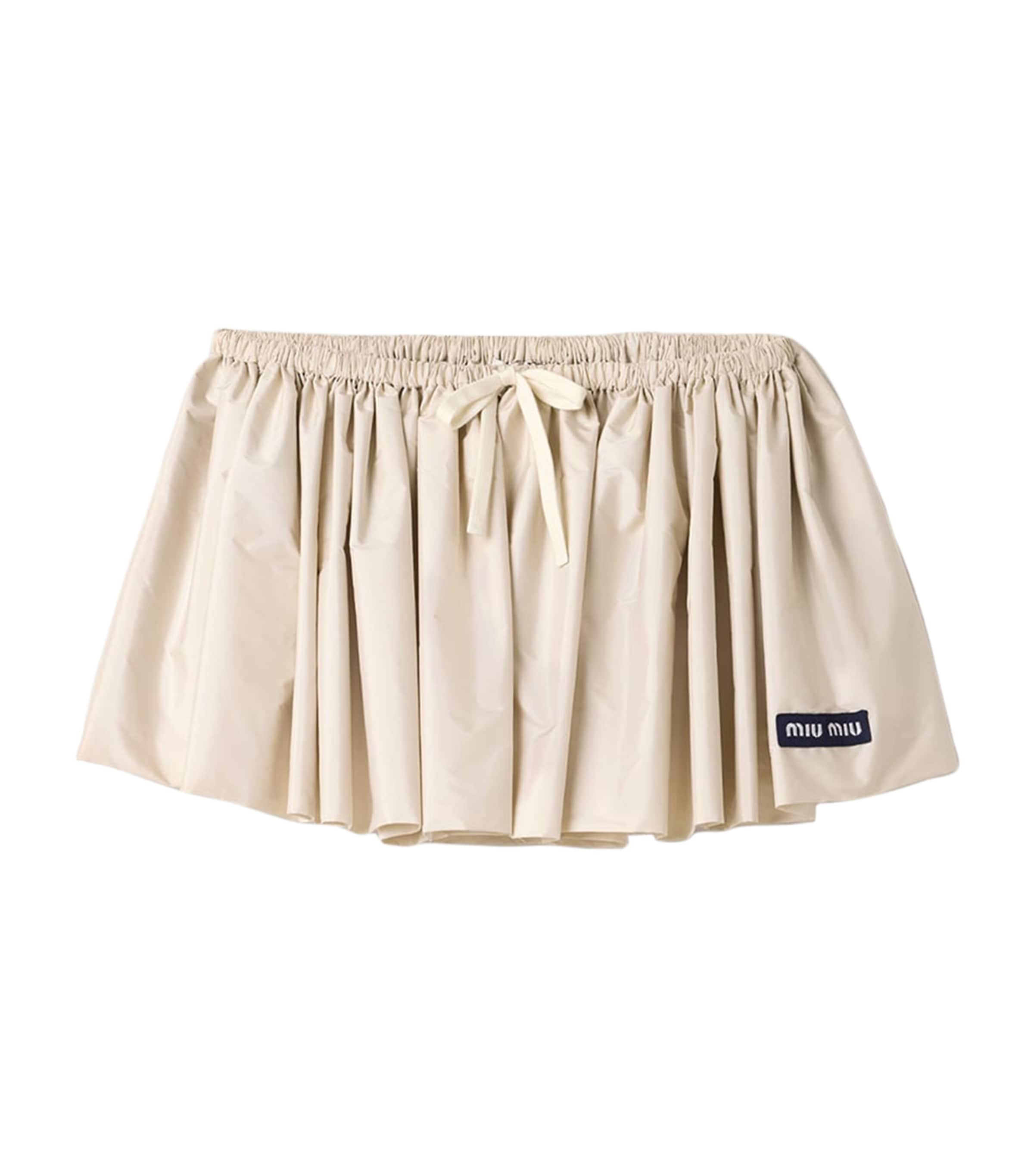 Miu Miu Womens Gathered Drawstring Mini Skirt Powder Image 1