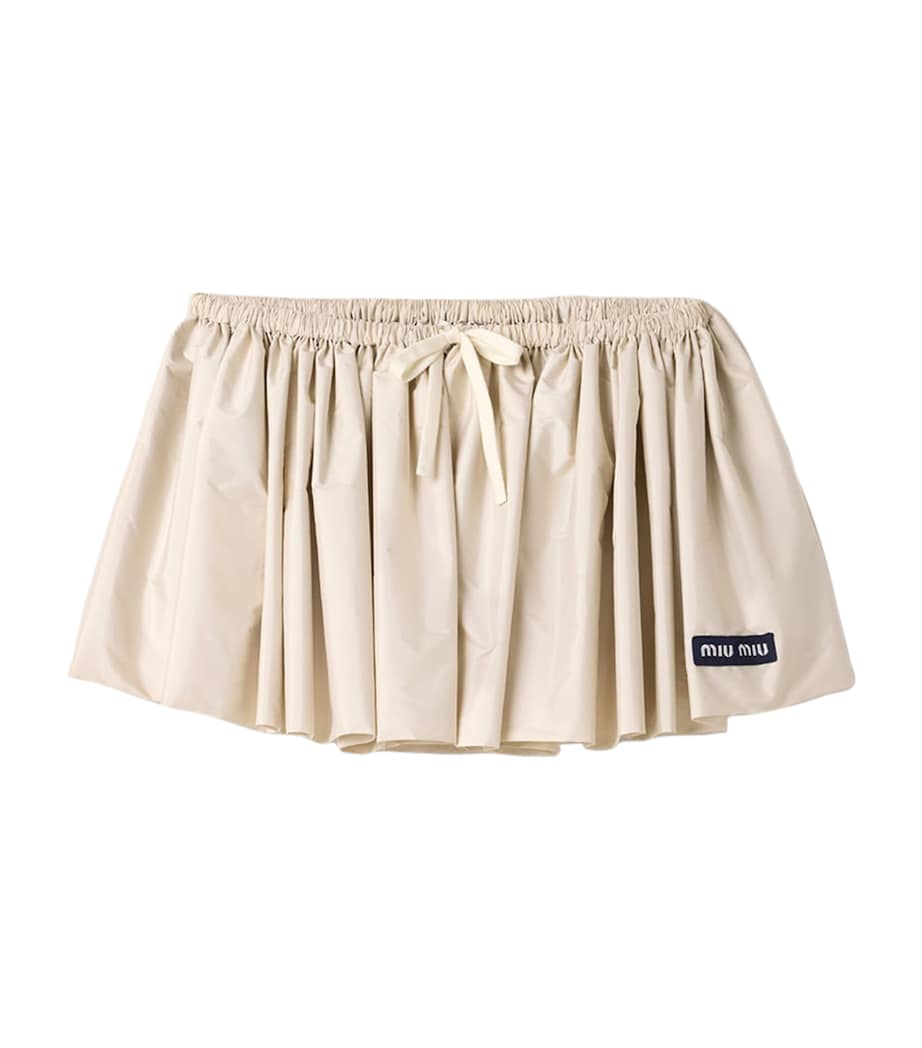 Miu Miu Womens Gathered Drawstring Mini Skirt Powder Image 1