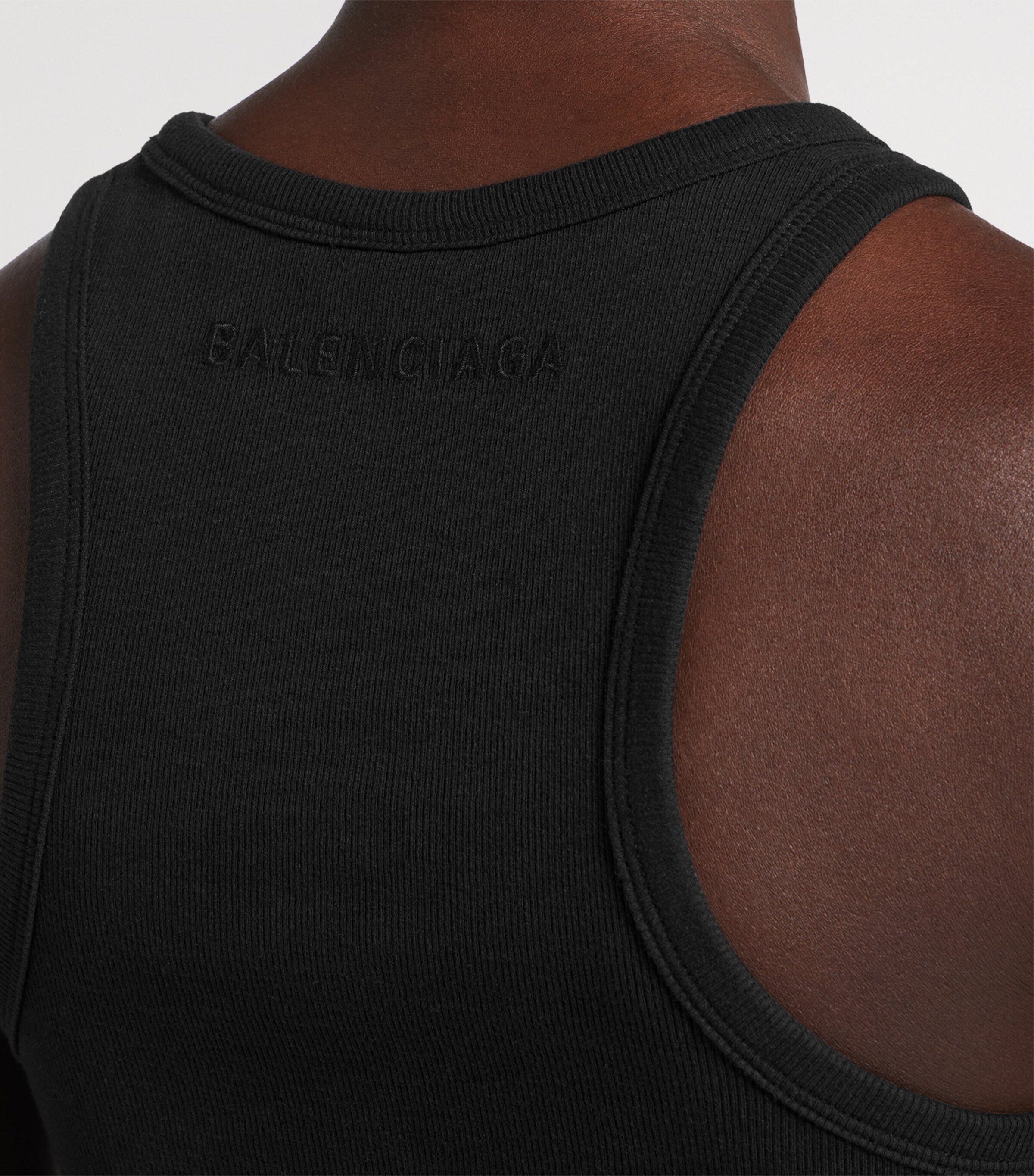 Balenciaga Womens Cotton Ribbed Logo Tank Top Image 6