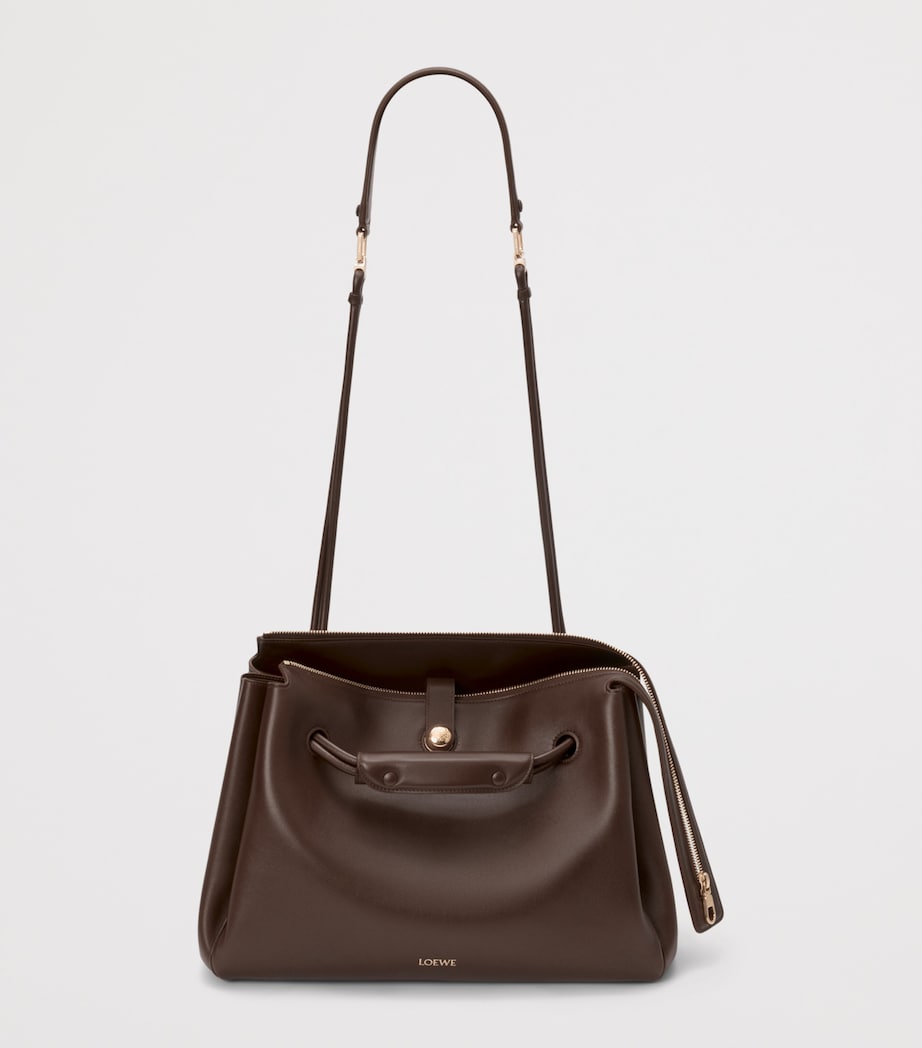 Large Grained Leather Madrid Shoulder Bag DARK CHESTNUT Image 6