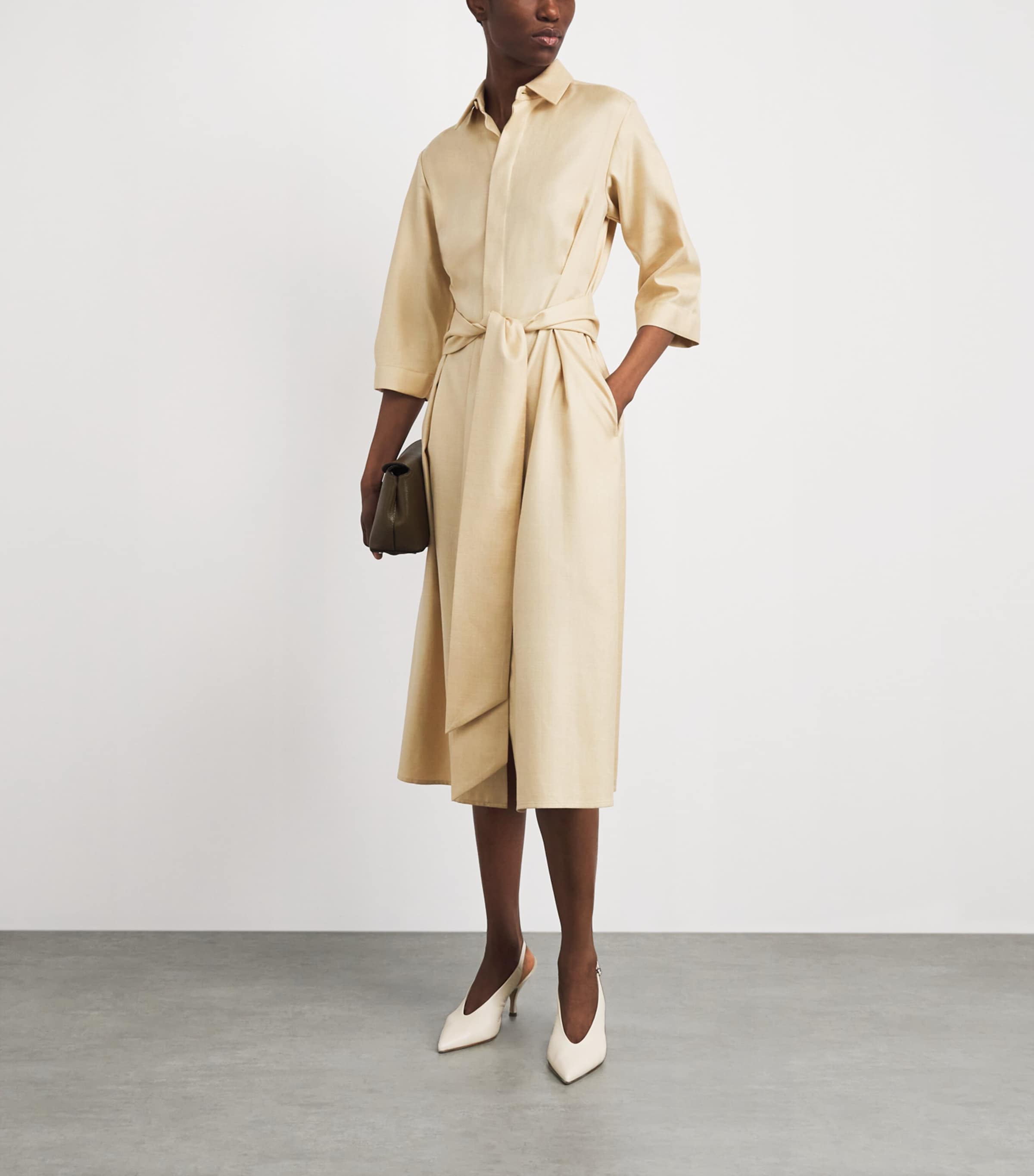 Colombo Womens Cashmere-Silk-Linen Midi Dress Yellow Image 2