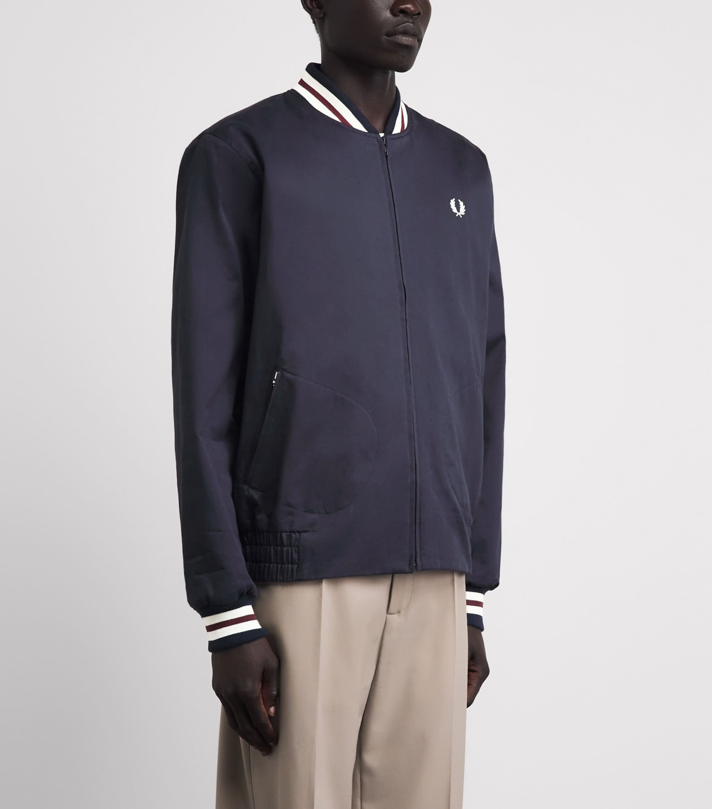 Fred Perry Mens Cotton Tennis Bomber Jacket Navy Image 4