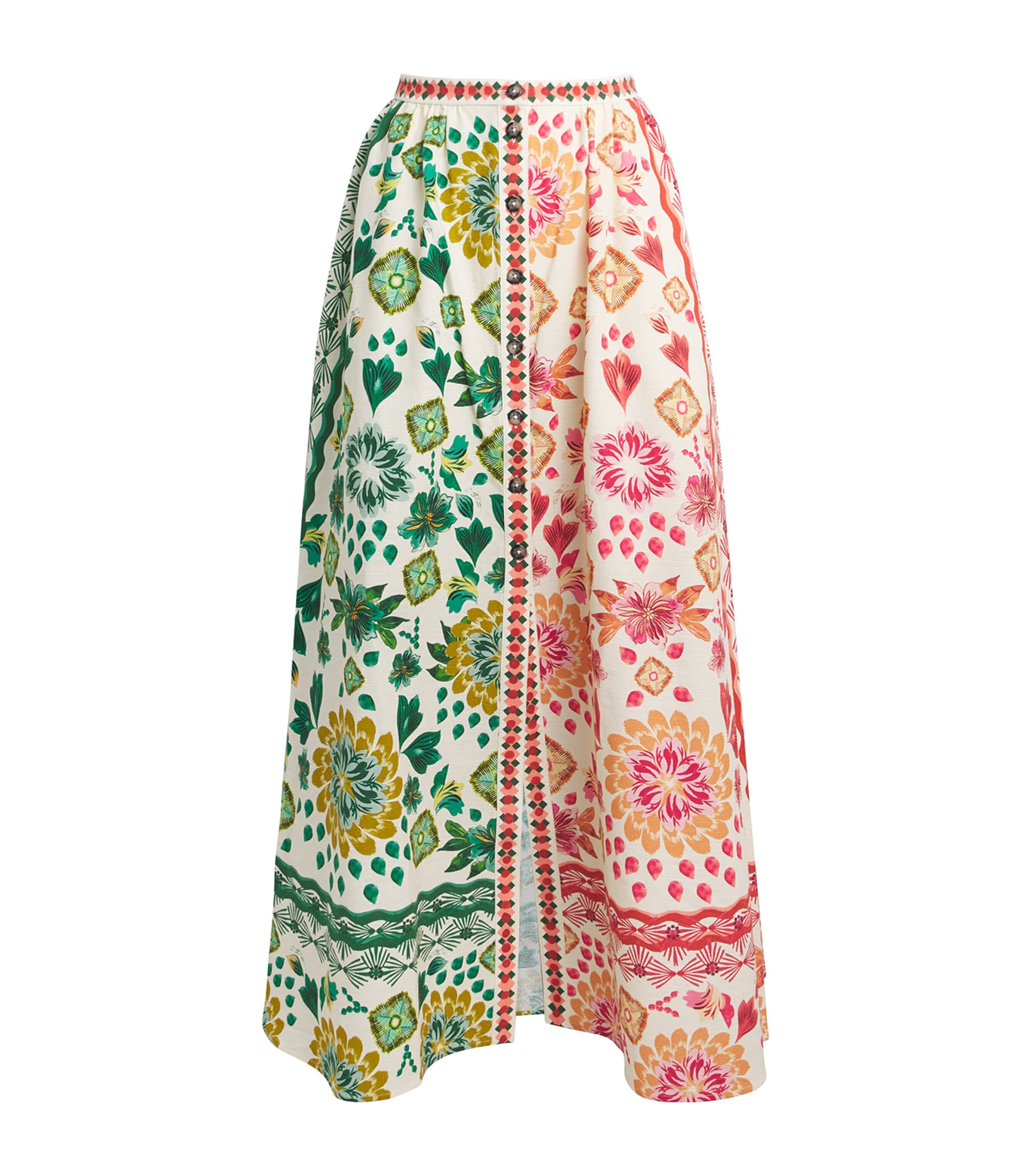 Saloni Womens Cotton Floral Judi B Maxi Skirt Sunrise Gm Plmt Image 1