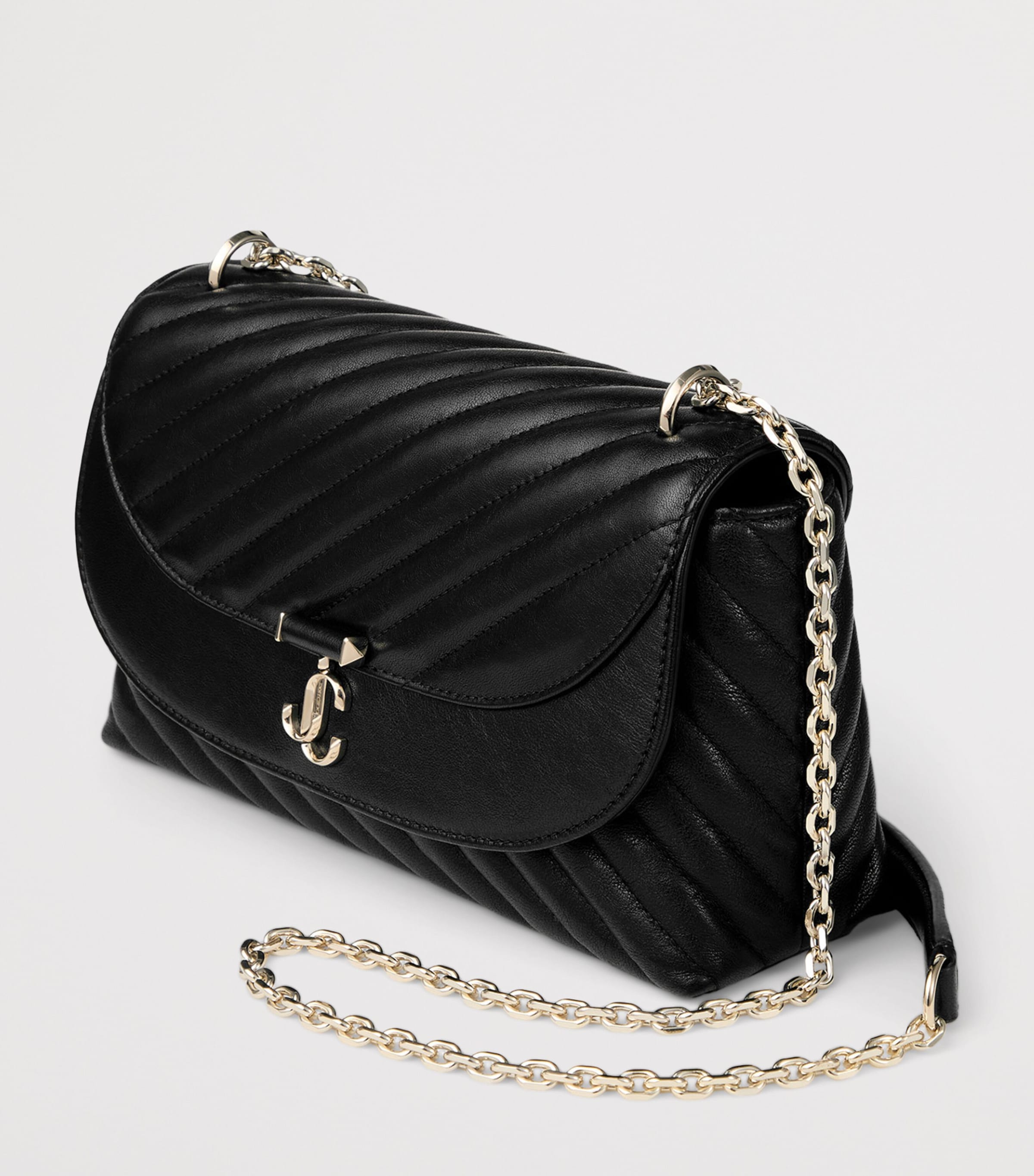 Jimmy Choo Medium Leather Curve Cross-Body Bag Black/shiny Gold Image 3