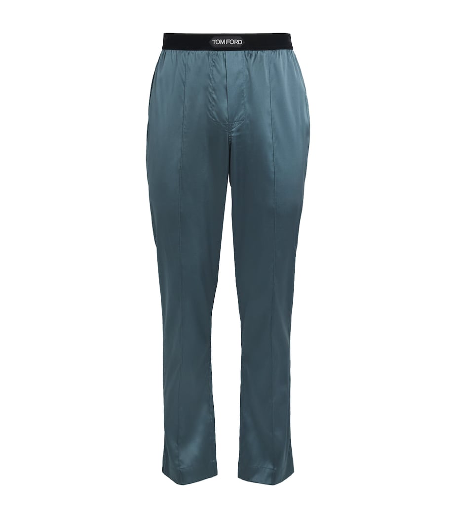Silk-Blend Pyjama Bottoms 424TEAL Image 1