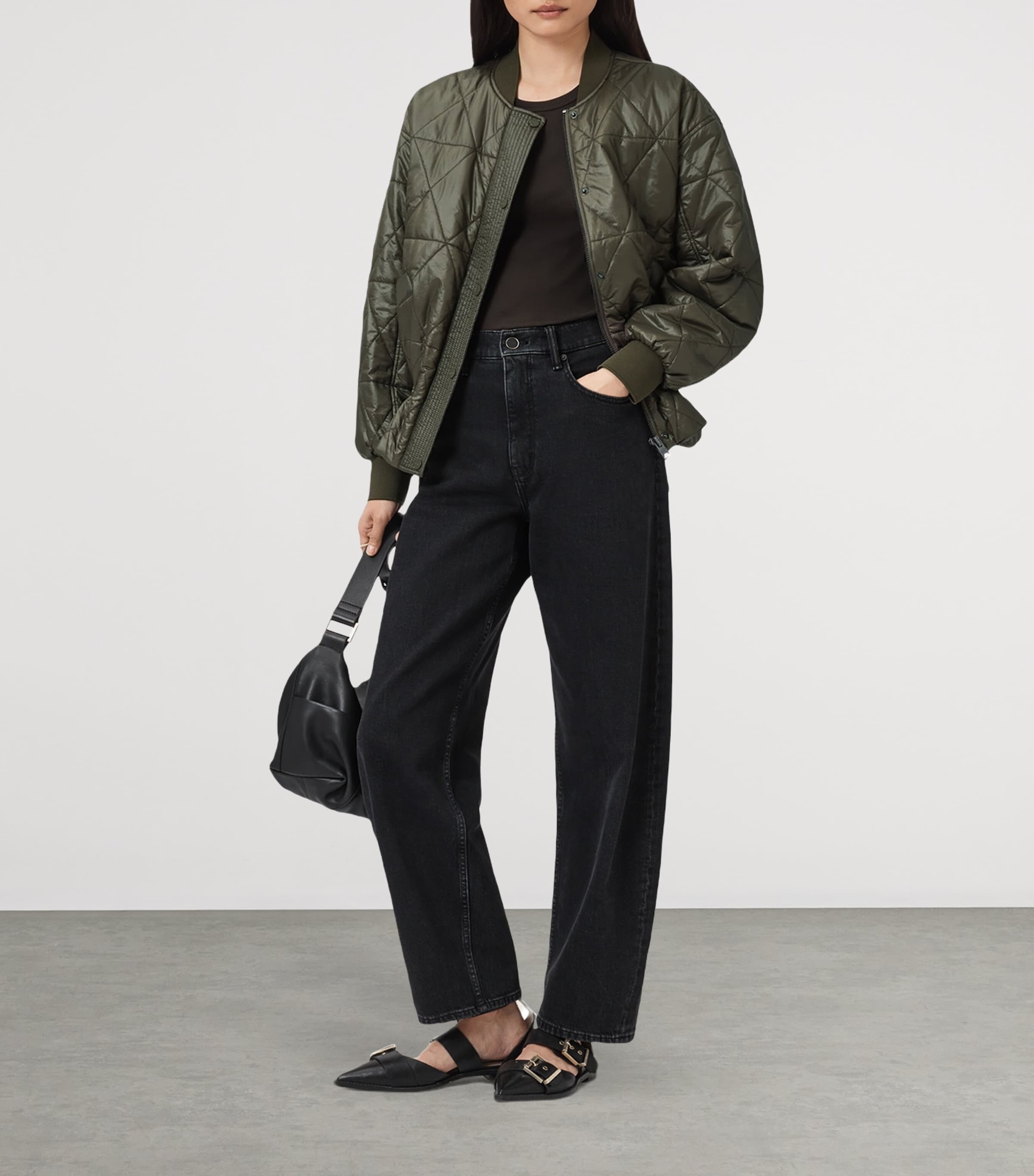 Quilted Alii Bomber Jacket FOREST GREEN Image 3