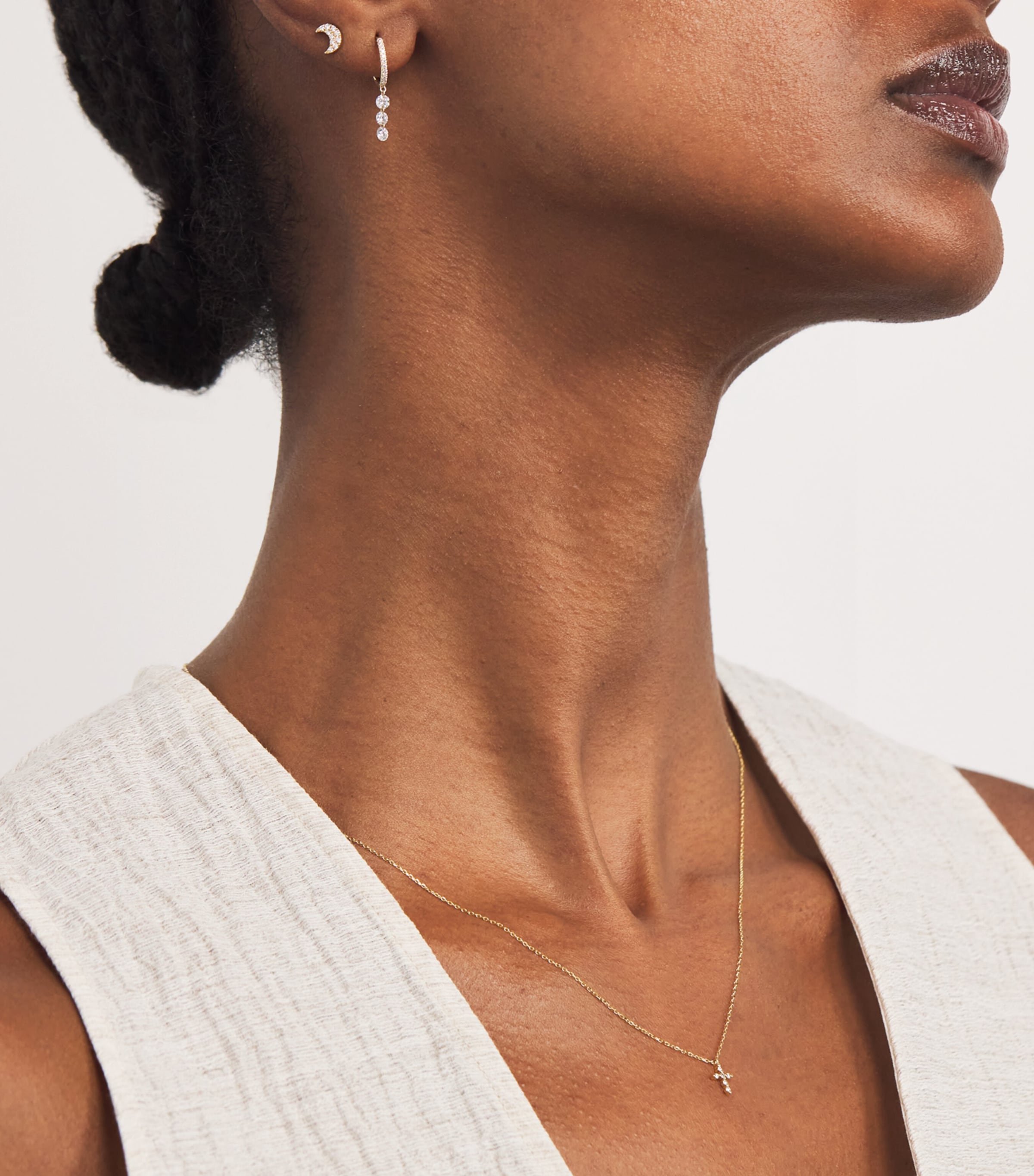 Yellow Gold and Diamond Symbols Cross Necklace  YELLOW GOLD Image 4