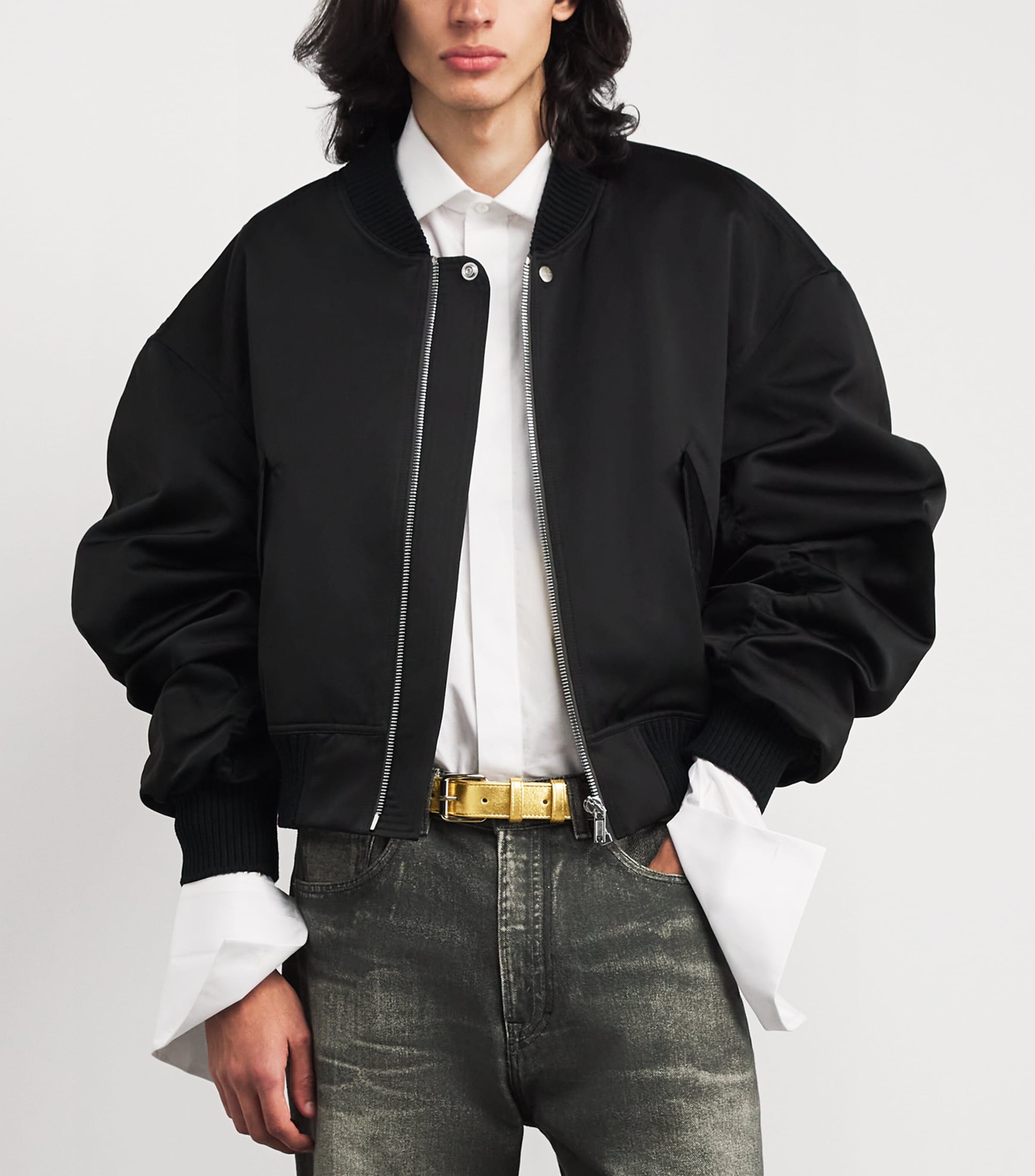 Comme Des Garçons Wallet Metallic Leather Buckle Belt Gold Image 2