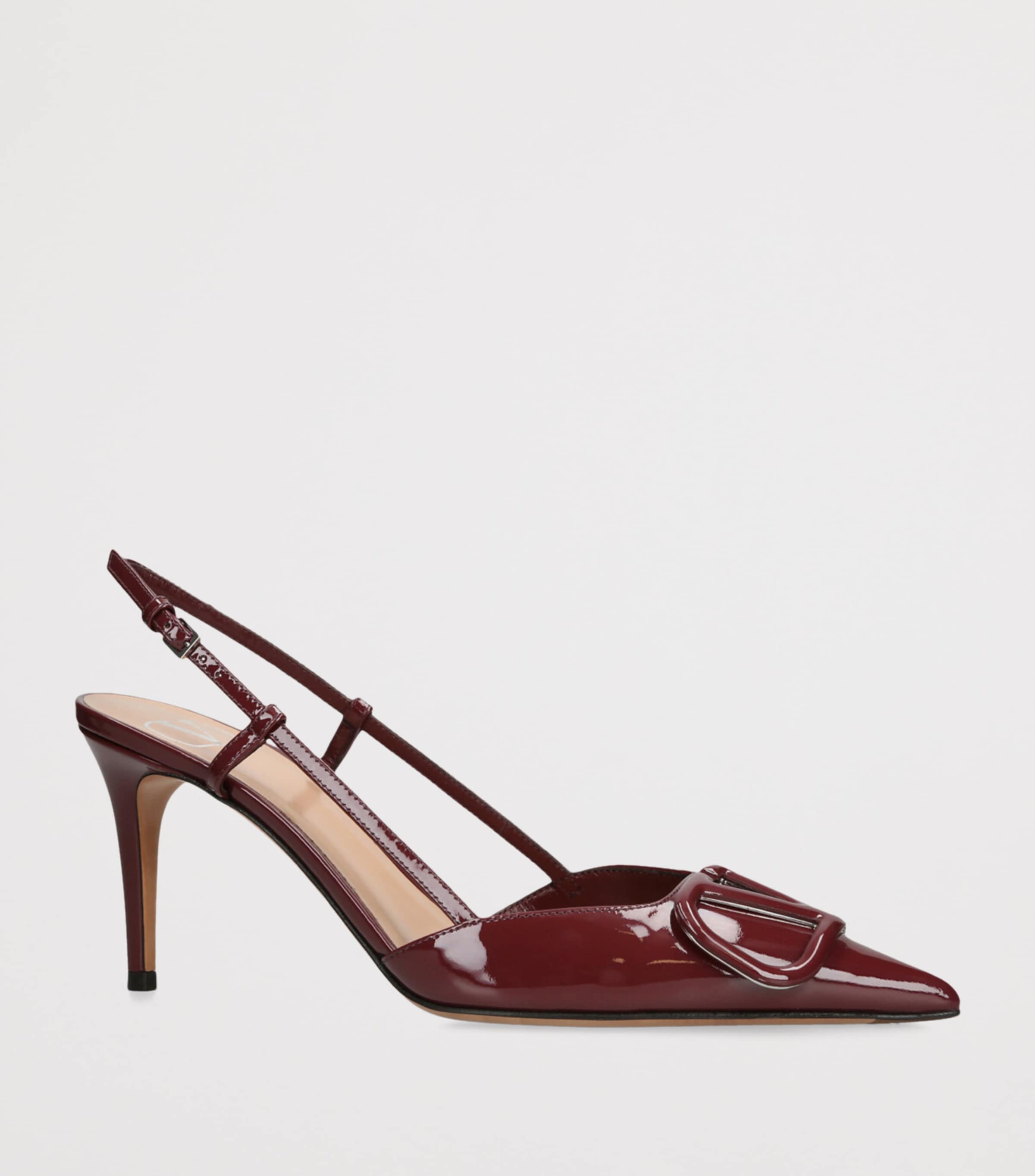 Leather VLogo Slingback Pumps 80 WINE Image 2