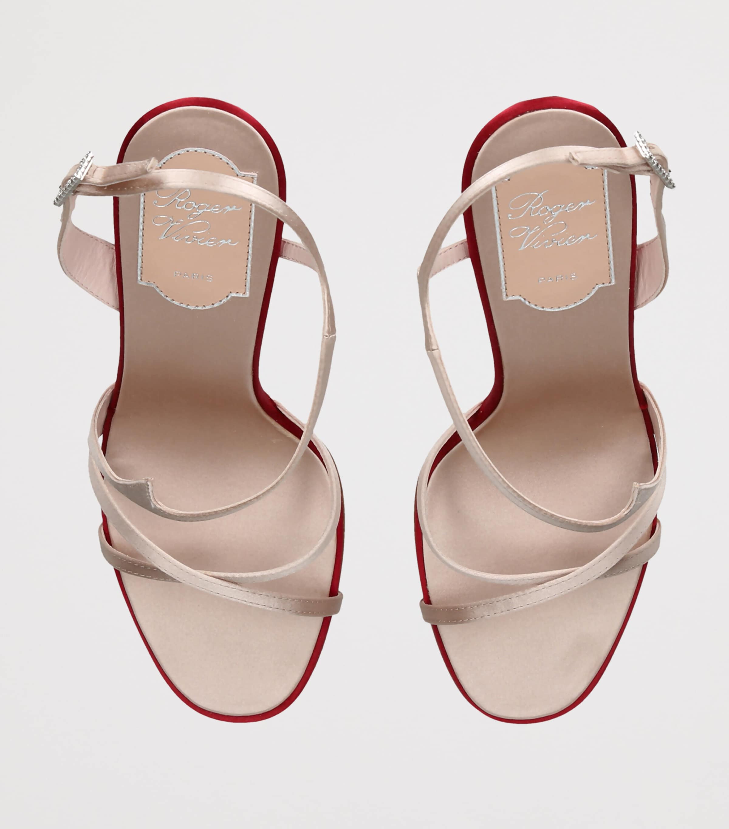 Roger Vivier Satin Rose Sandals 85 Bone Image 3