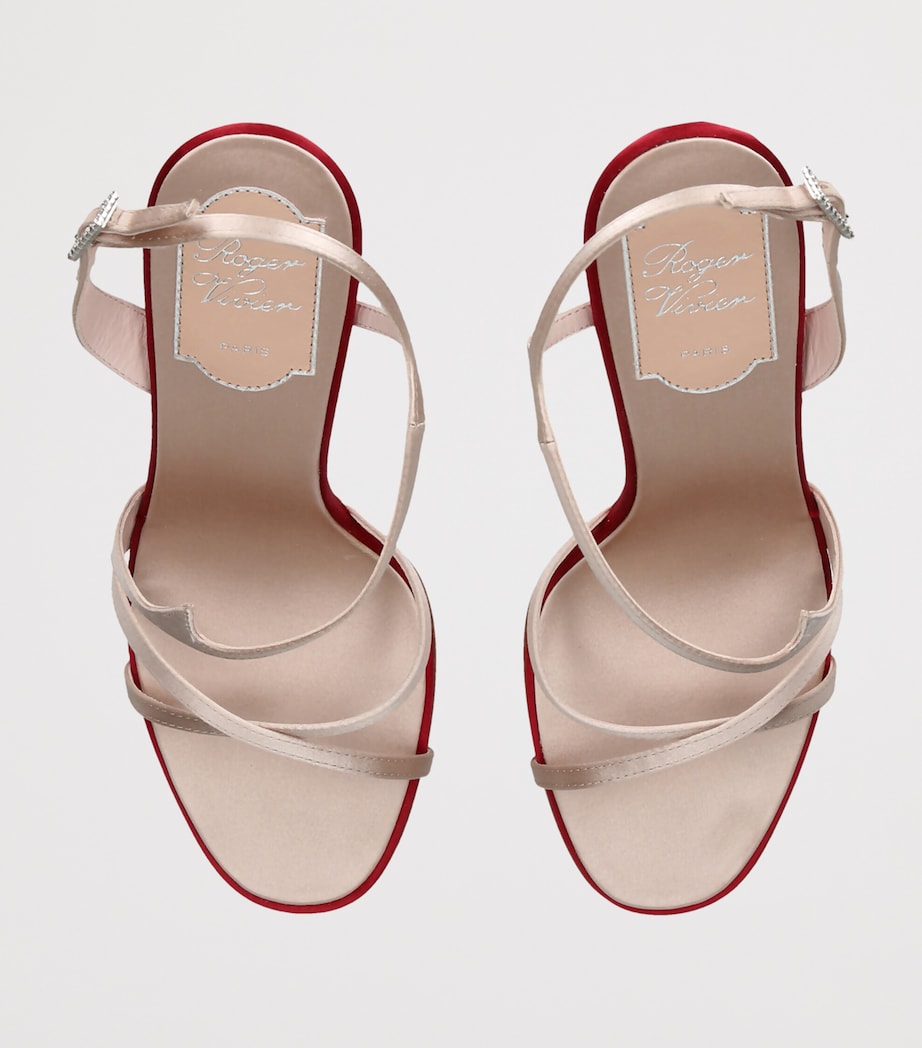 Roger Vivier Satin Rose Sandals 85 Bone Image 3