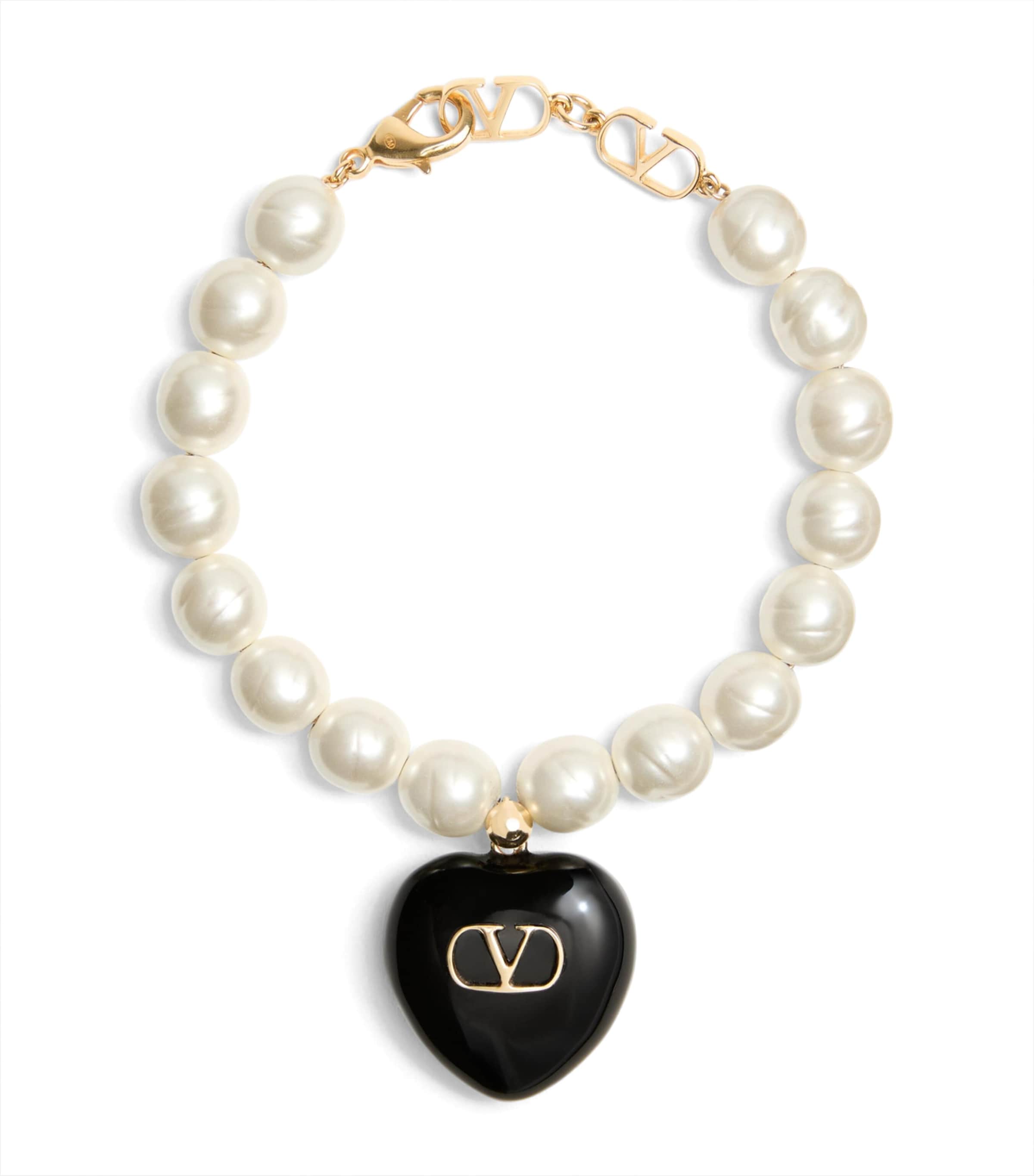 Valentino Coeur Royal Beaded Bracelet In Neutral