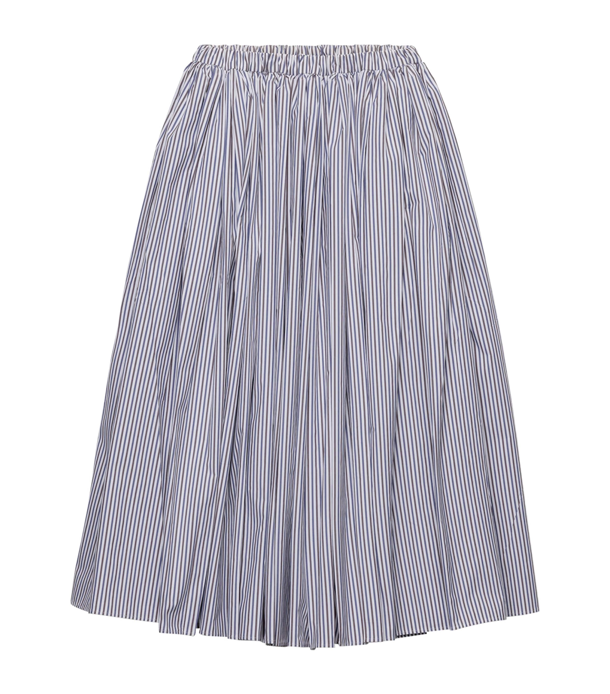 Prada スカート Striped poplin skirt 関税込 White/Blue Striped poplin skirt | PRADA