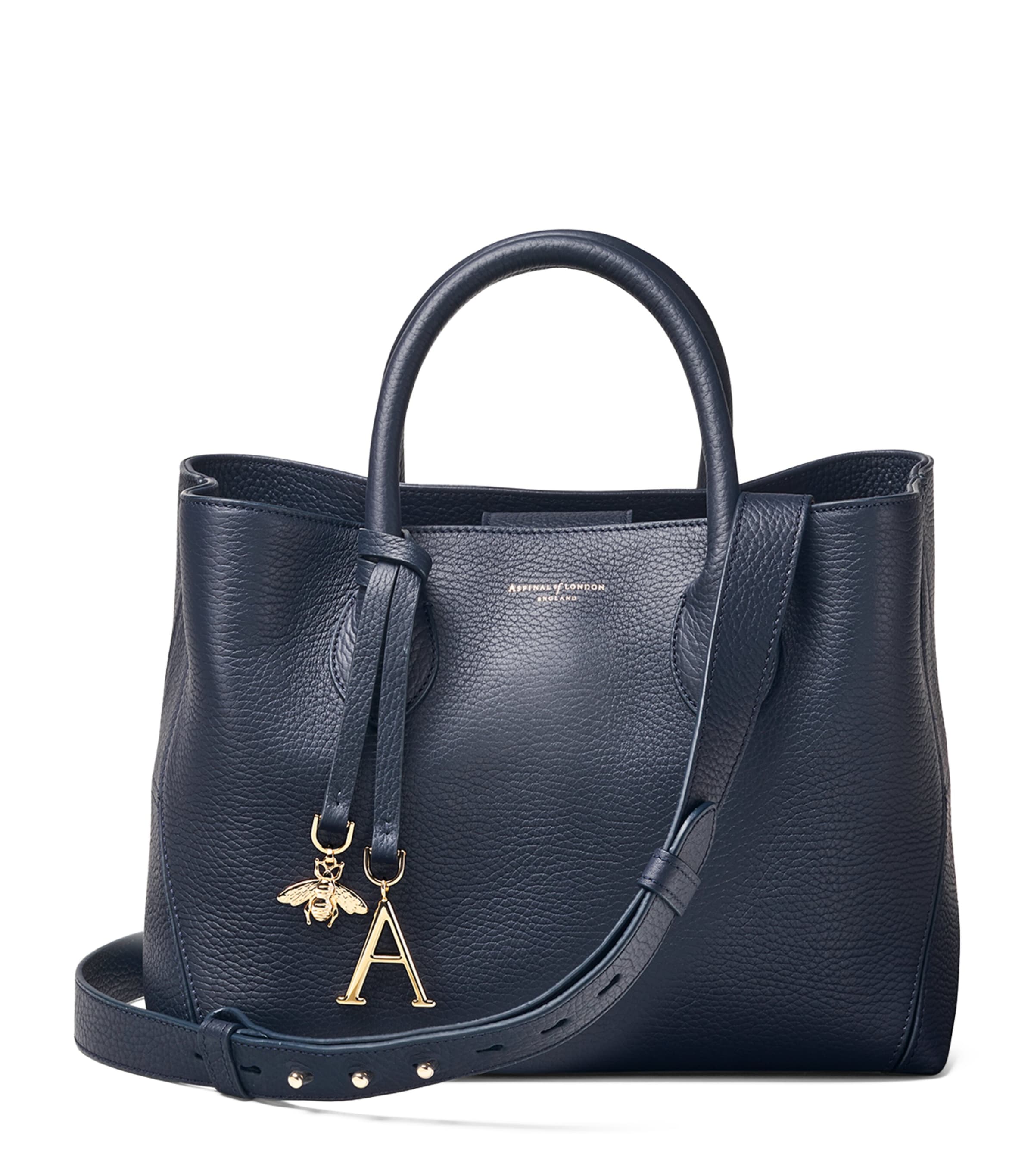 Aspinal Of London Midi Leather London Tote Bag In Blue