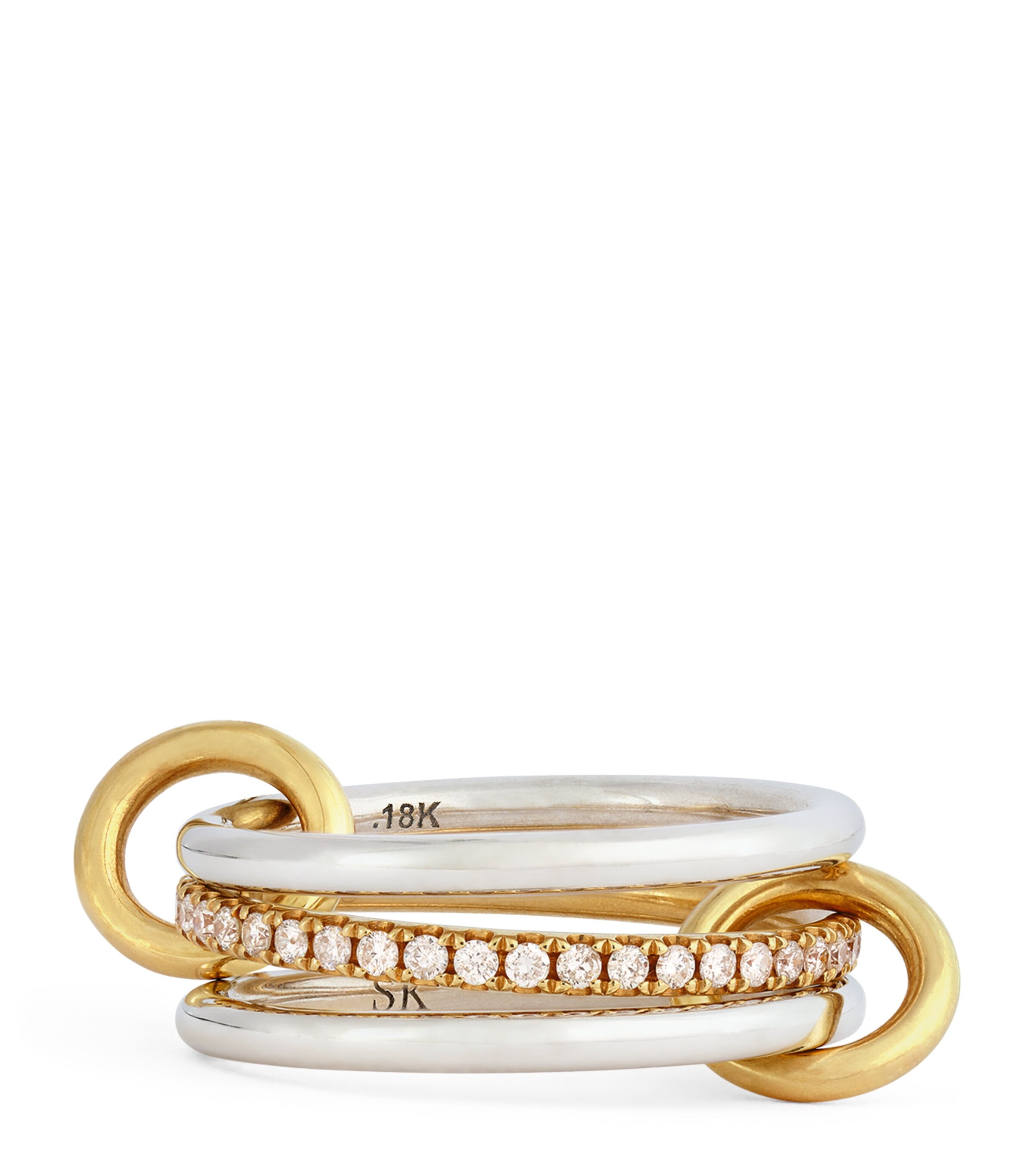 Spinelli Kilcollin Libra Sterling Silver And 18kt Gold Ring With Diamonds