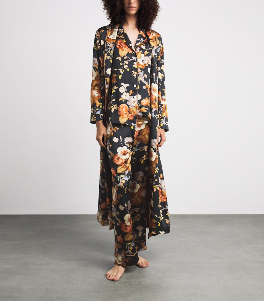 Olivia von Halle Womens Silk Capability Floral Robe Evora Image 2