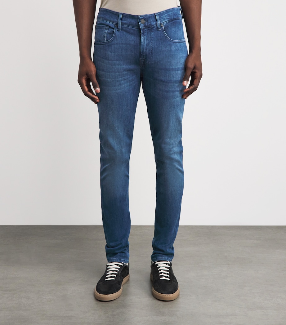 7 For All Mankind Mens Slimmy Tapered Luxe Performance Plus Jeans Mid Blue Image 4
